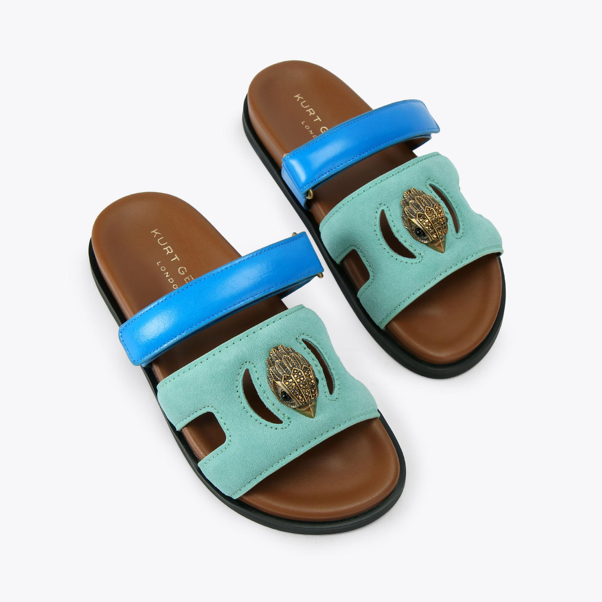 Eagle Cut Out Sandal — Pale Green Suede Slide, view 1