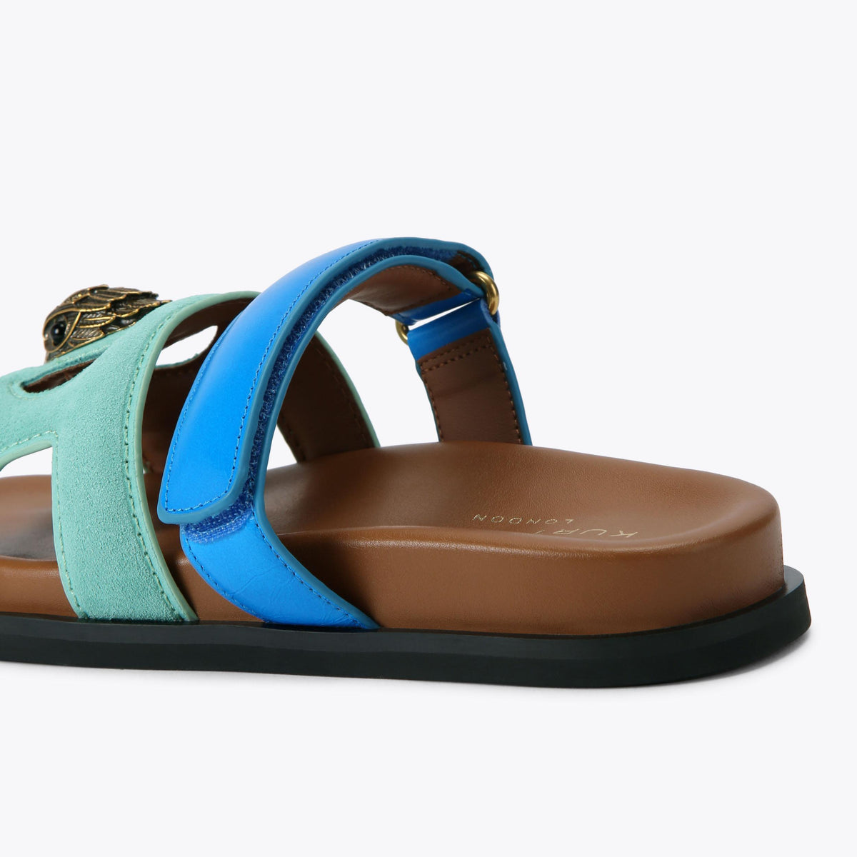 Eagle Cut Out Sandal — Pale Green Suede Slide, detail