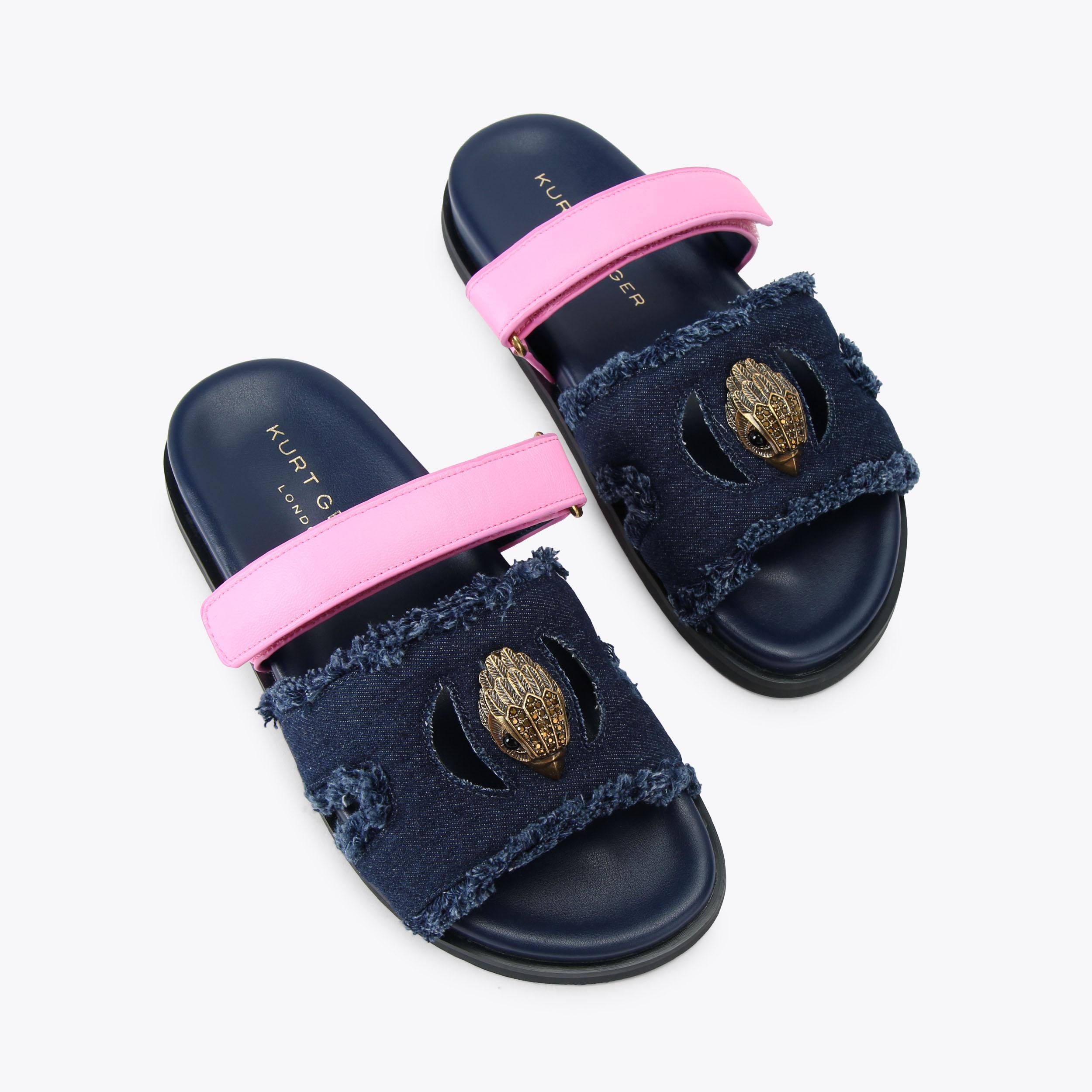 Eagle Cut Out Sandal — Blue Pale Combination Slide, view 4