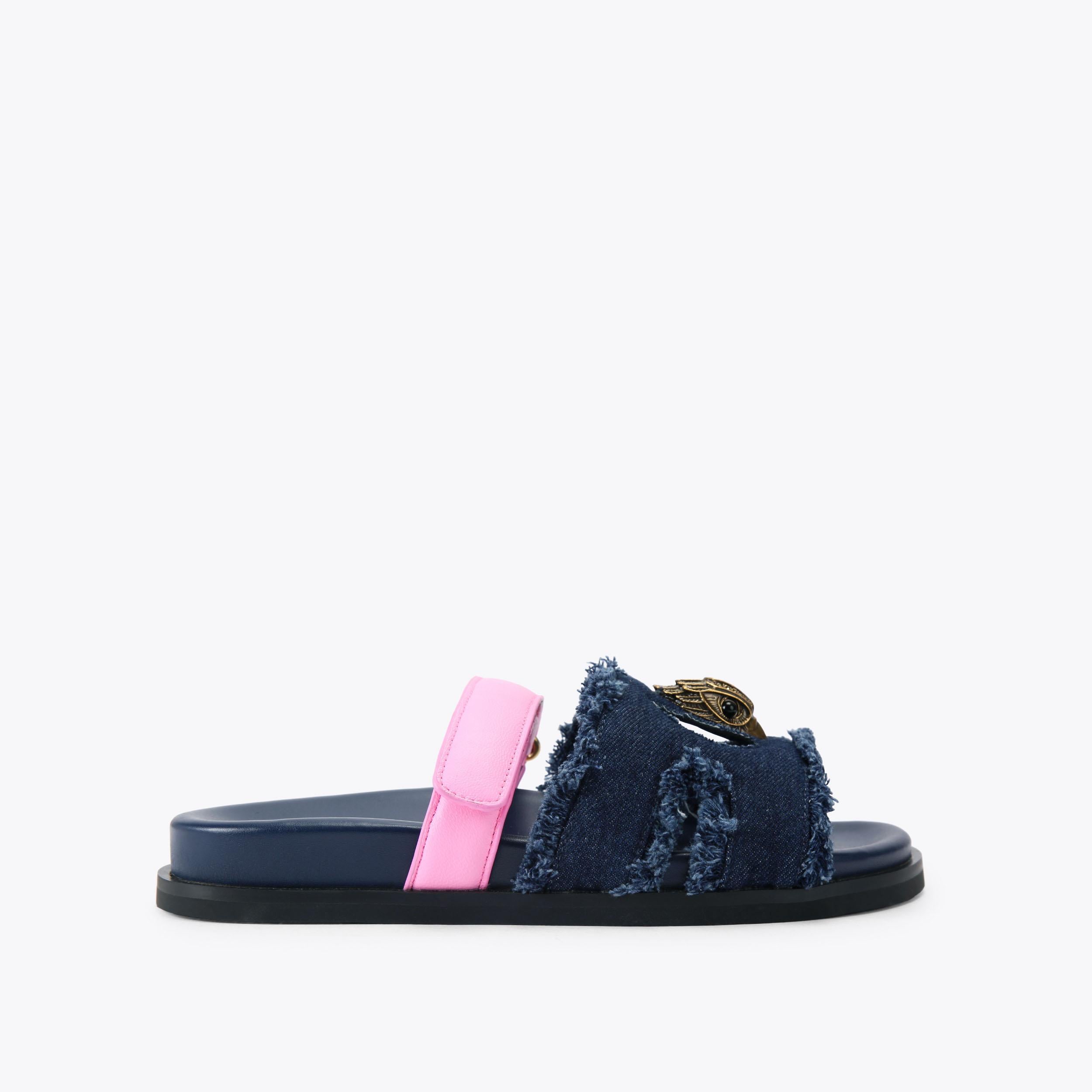 Eagle Cut Out Sandal — Blue Pale Combination Slide, side profile