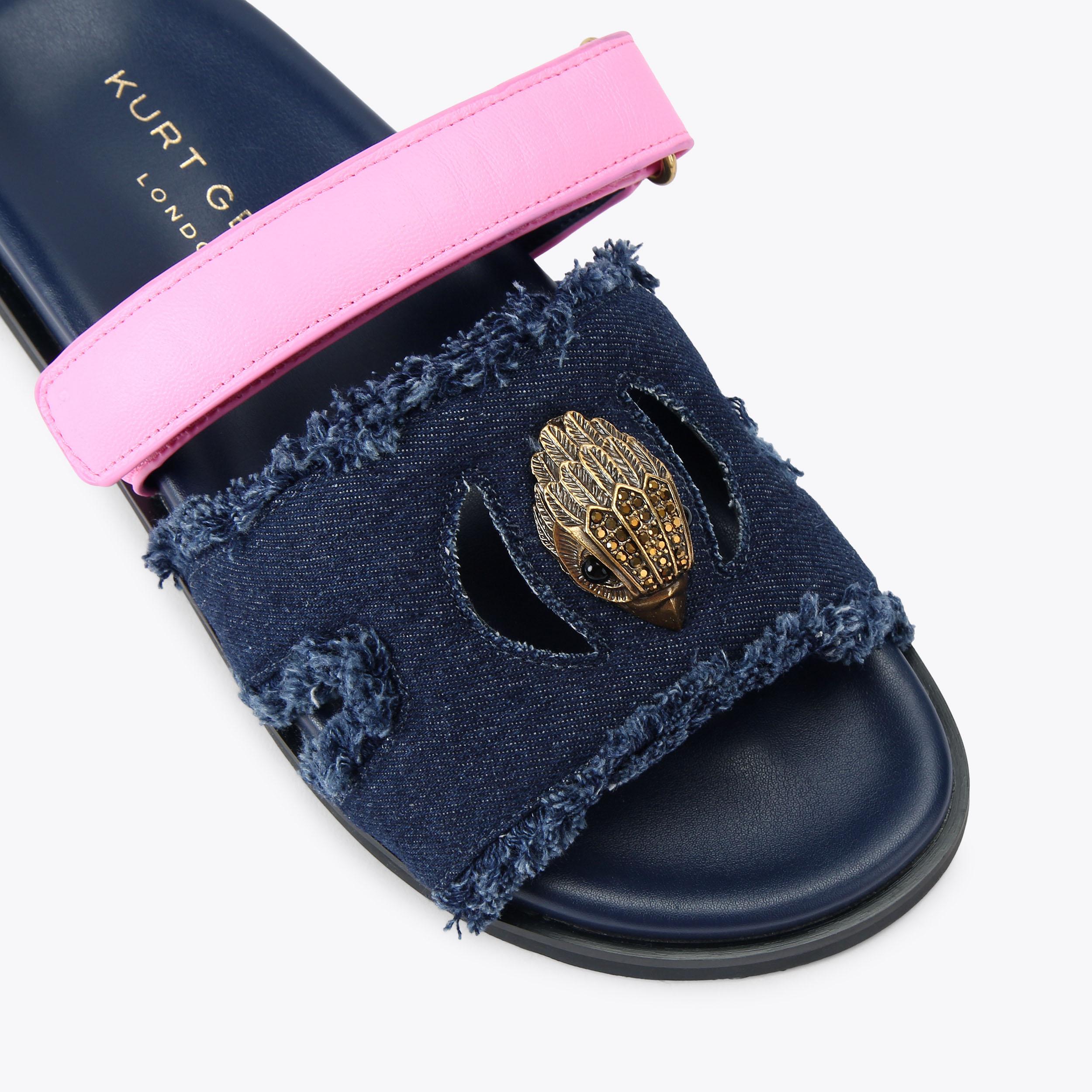 Eagle Cut Out Sandal — Blue Pale Combination Slide, view 5