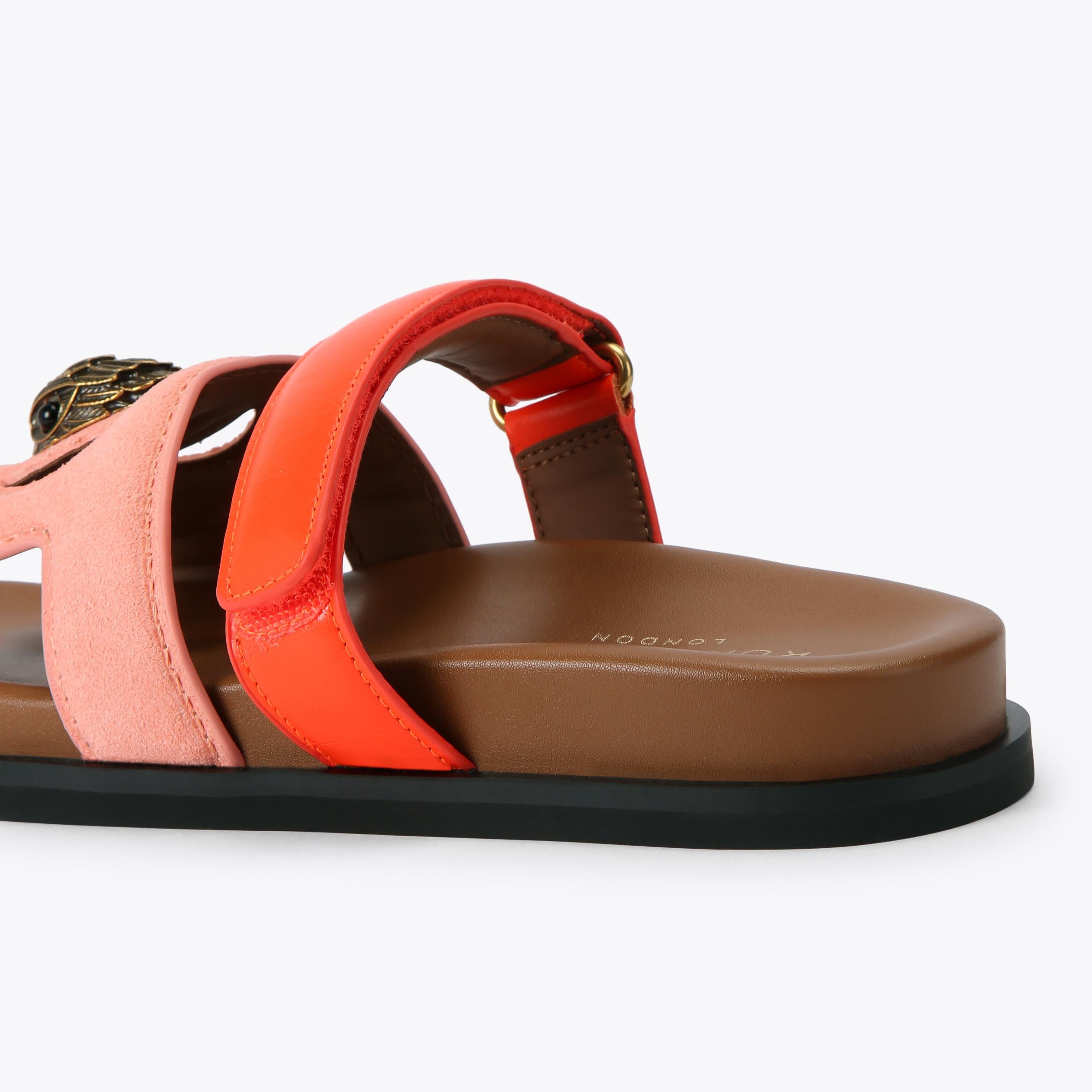Eagle Cut Out Sandal — Salmon Pink Suede Slide, detail