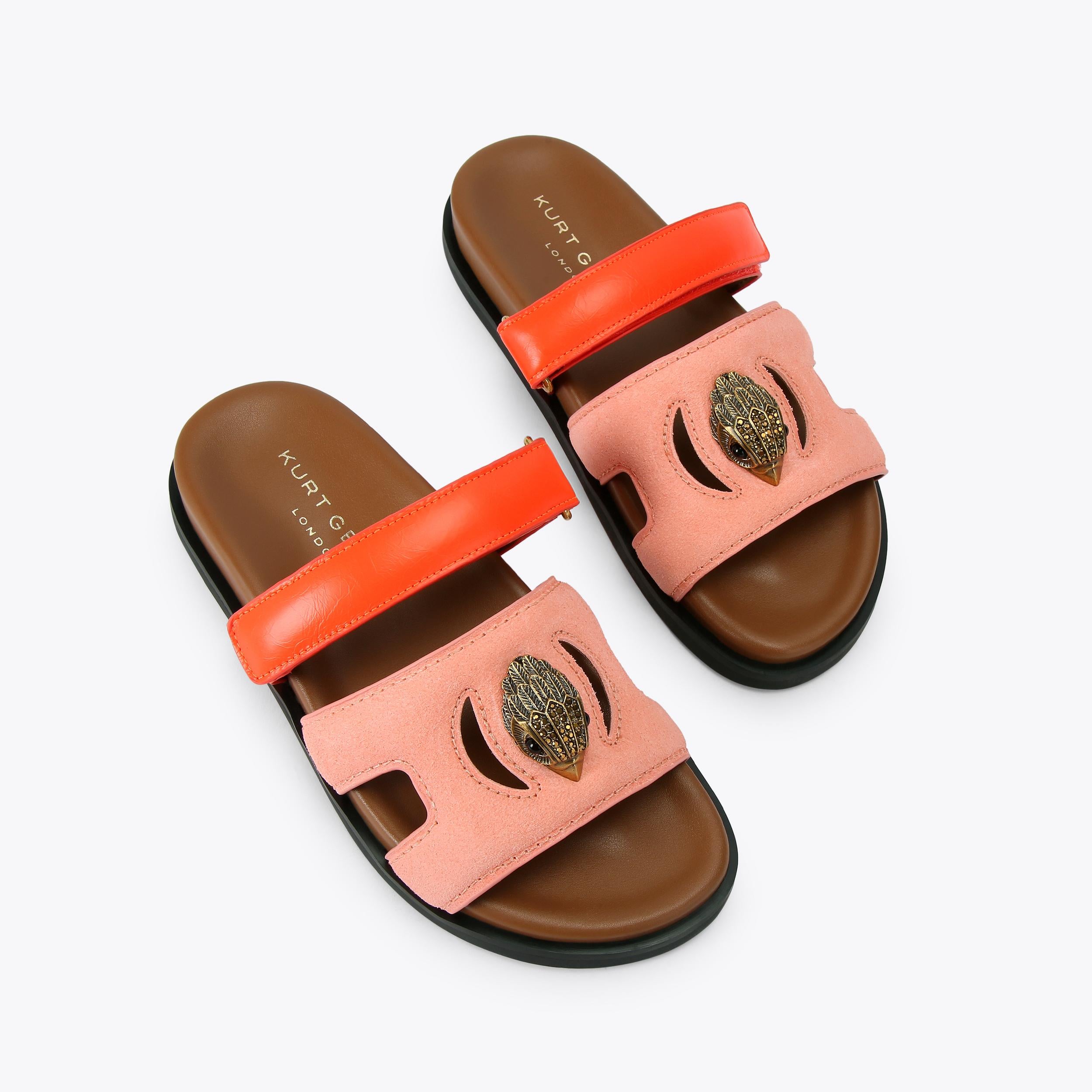 Eagle Cut Out Sandal — Salmon Pink Suede Slide, view 1