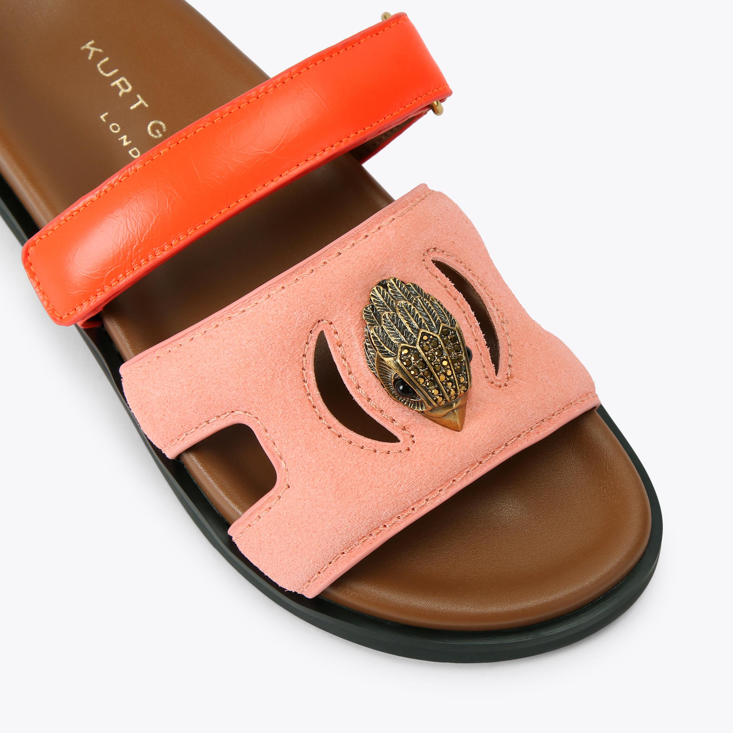 Eagle Cut Out Sandal — Salmon Pink Suede Slide, view 5