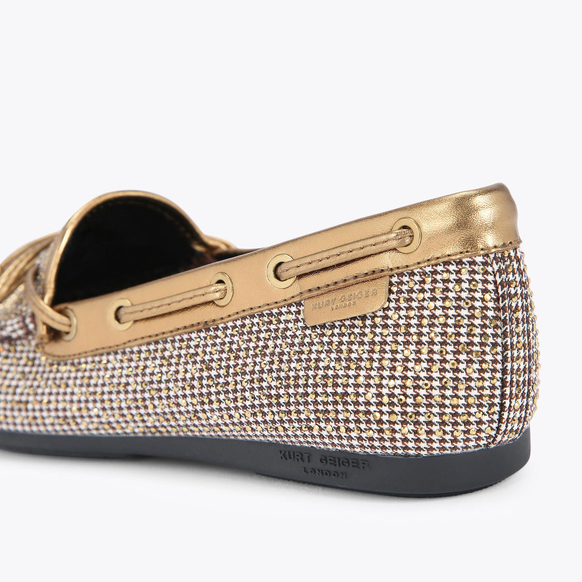 Eagle Moccasin — Beige Houndstooth Flat, detail