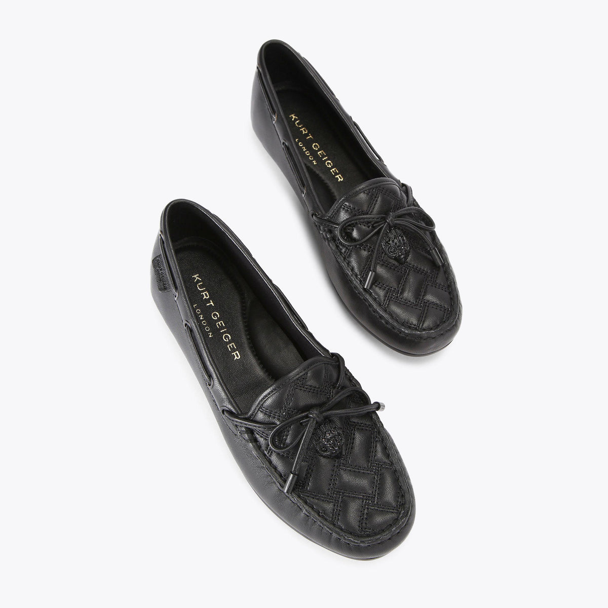 Eagle Moccasin — Black Leather Flat, view 4