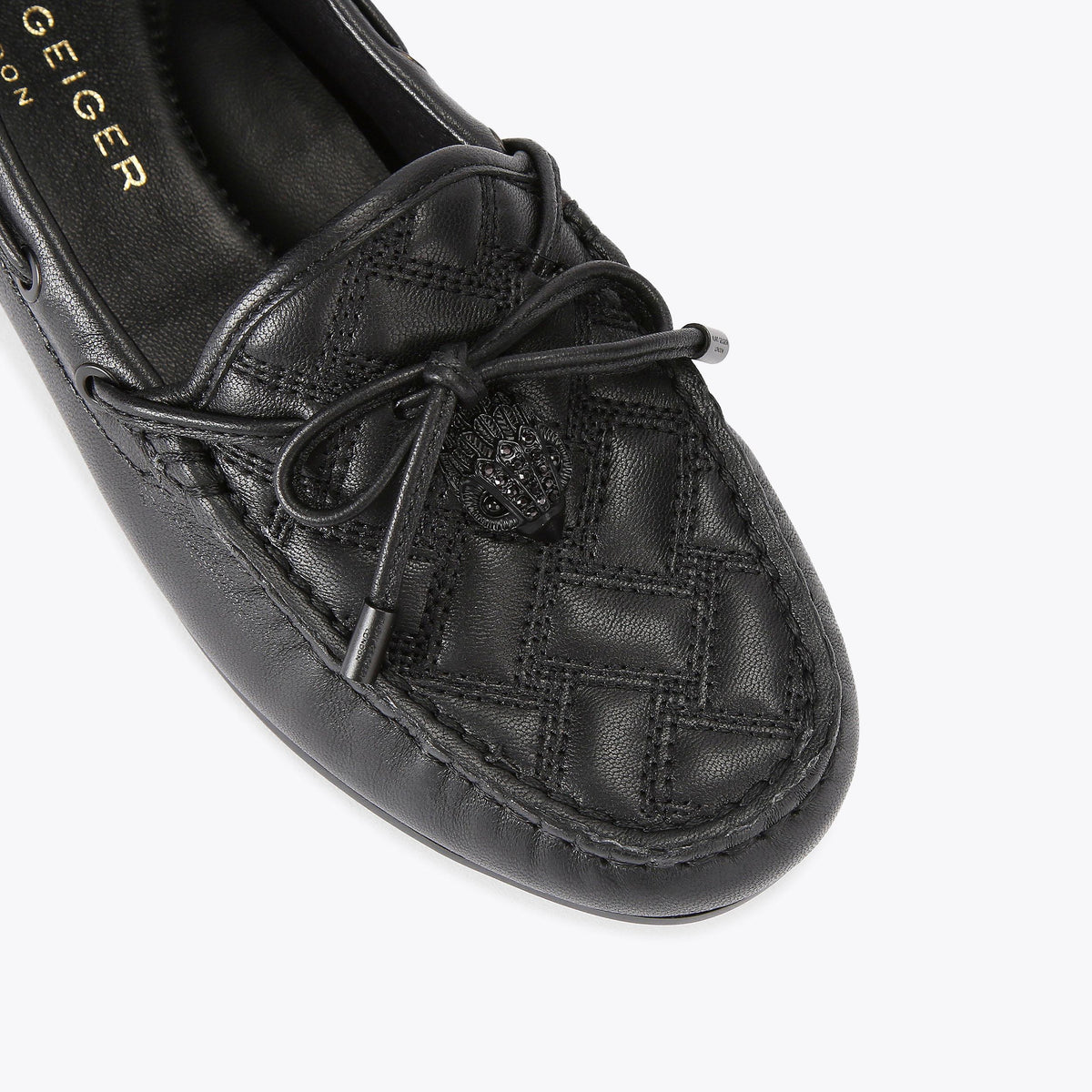 Eagle Moccasin — Black Leather Flat, view 5