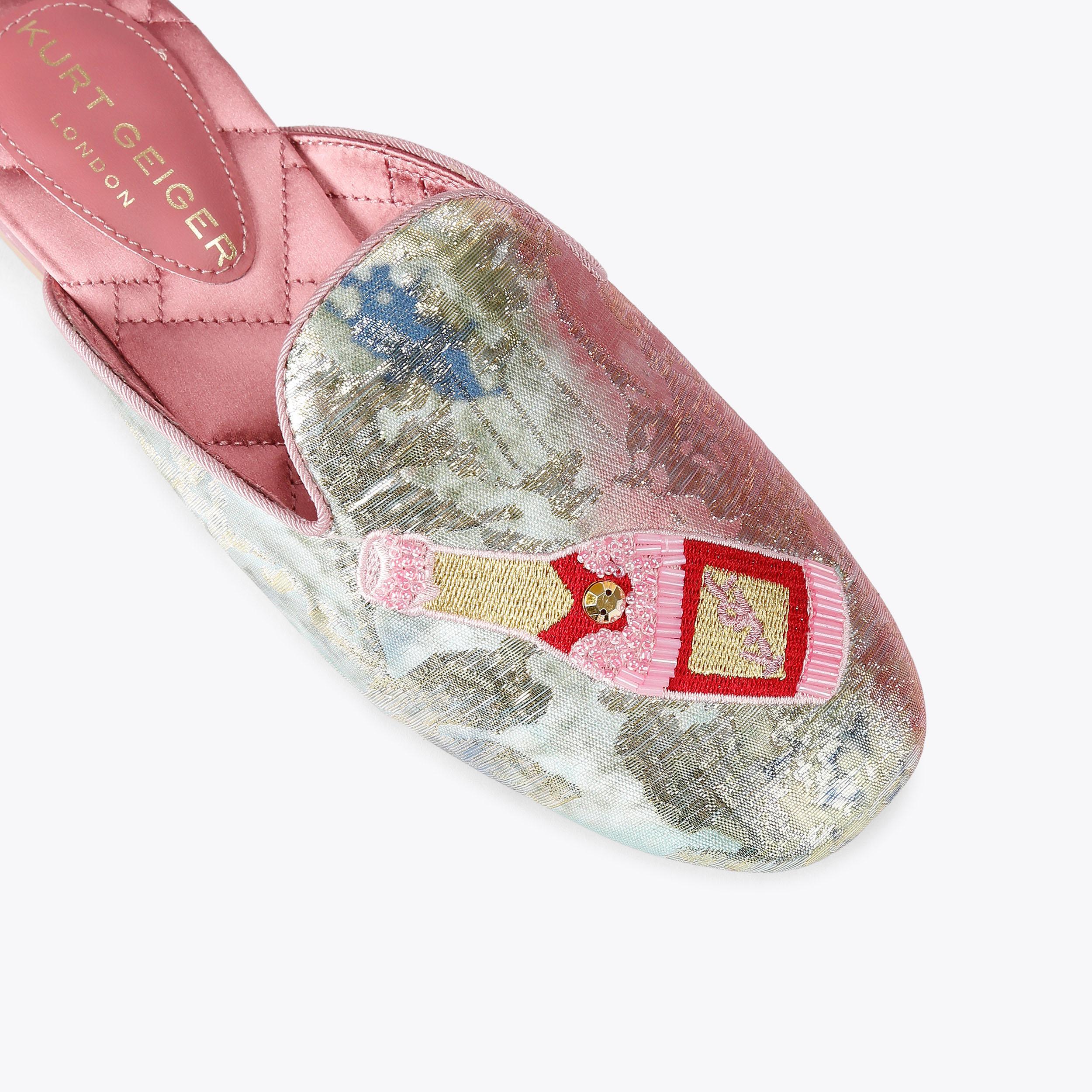Embroidered Slipper — Iridescent Fabric Flat, view 5