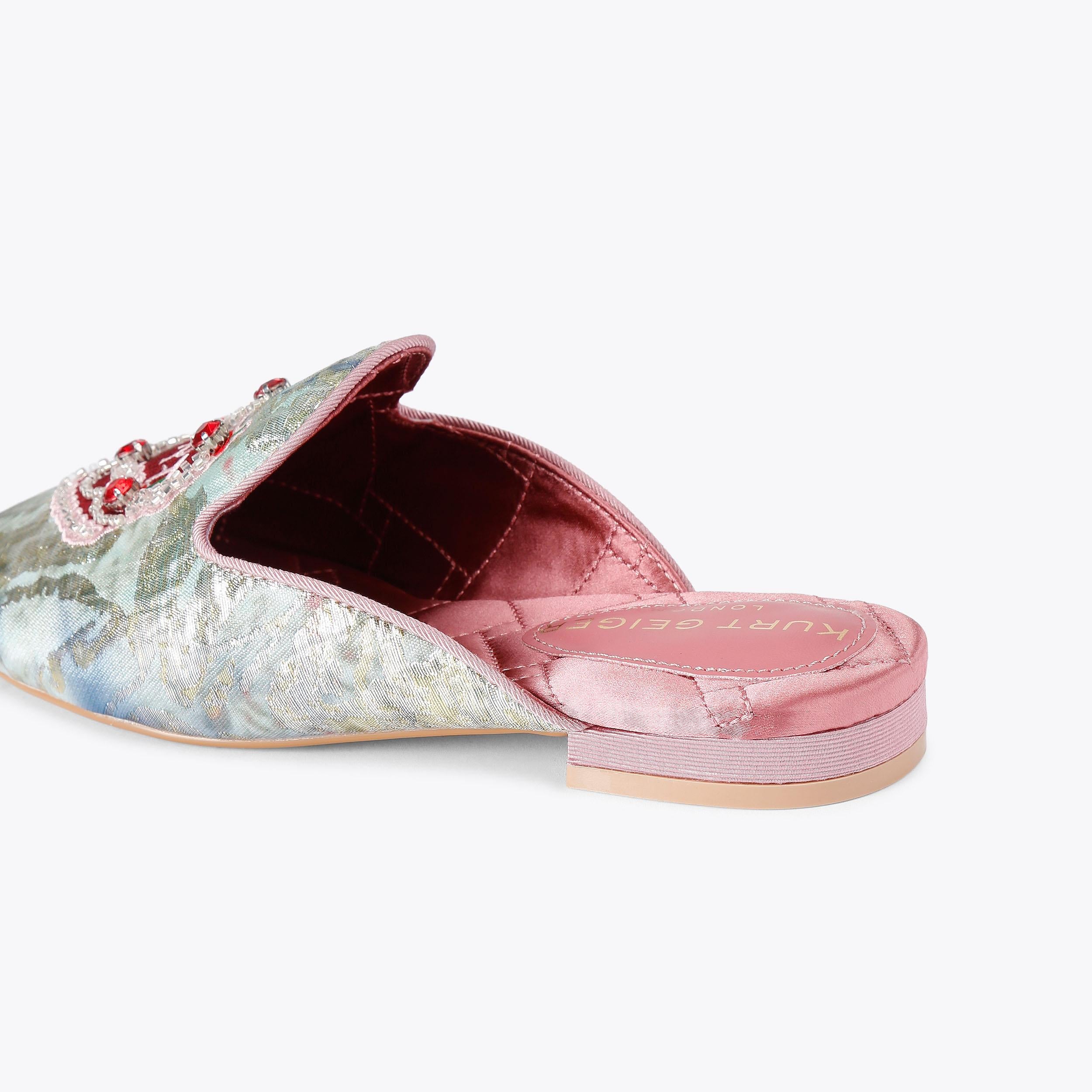 Embroidered Slipper — Iridescent Fabric Flat, detail
