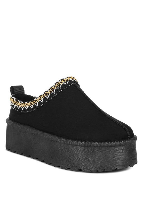 Struter Embroidered Platform Fur Classic Slip-On