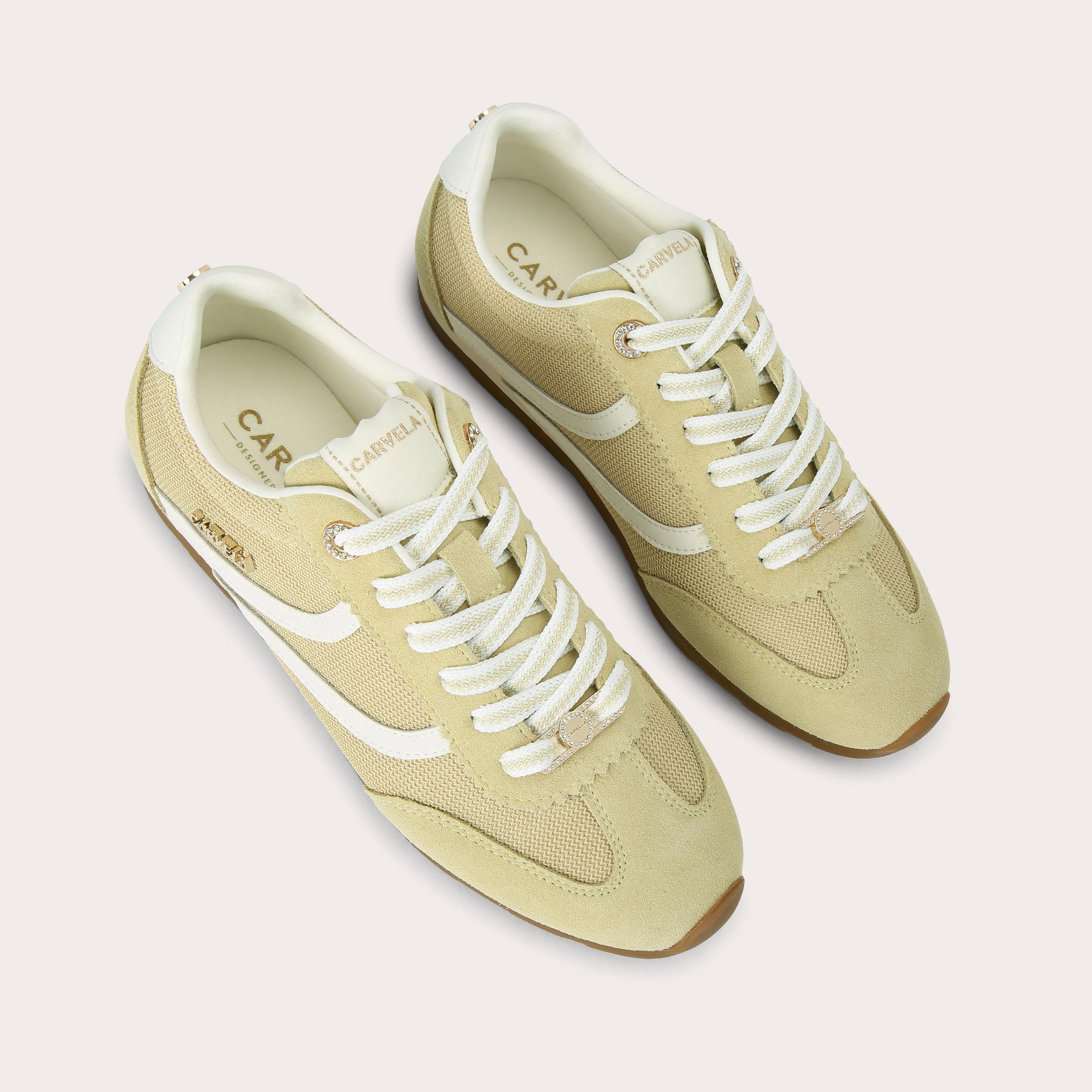 Florence Trainer — Mustard Fabric-Suede Sneaker, view 4