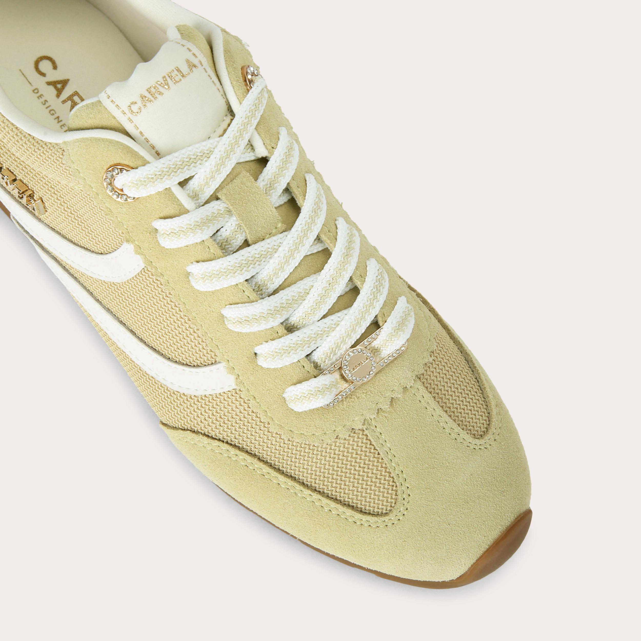 Florence Trainer — Mustard Fabric-Suede Sneaker, view 5