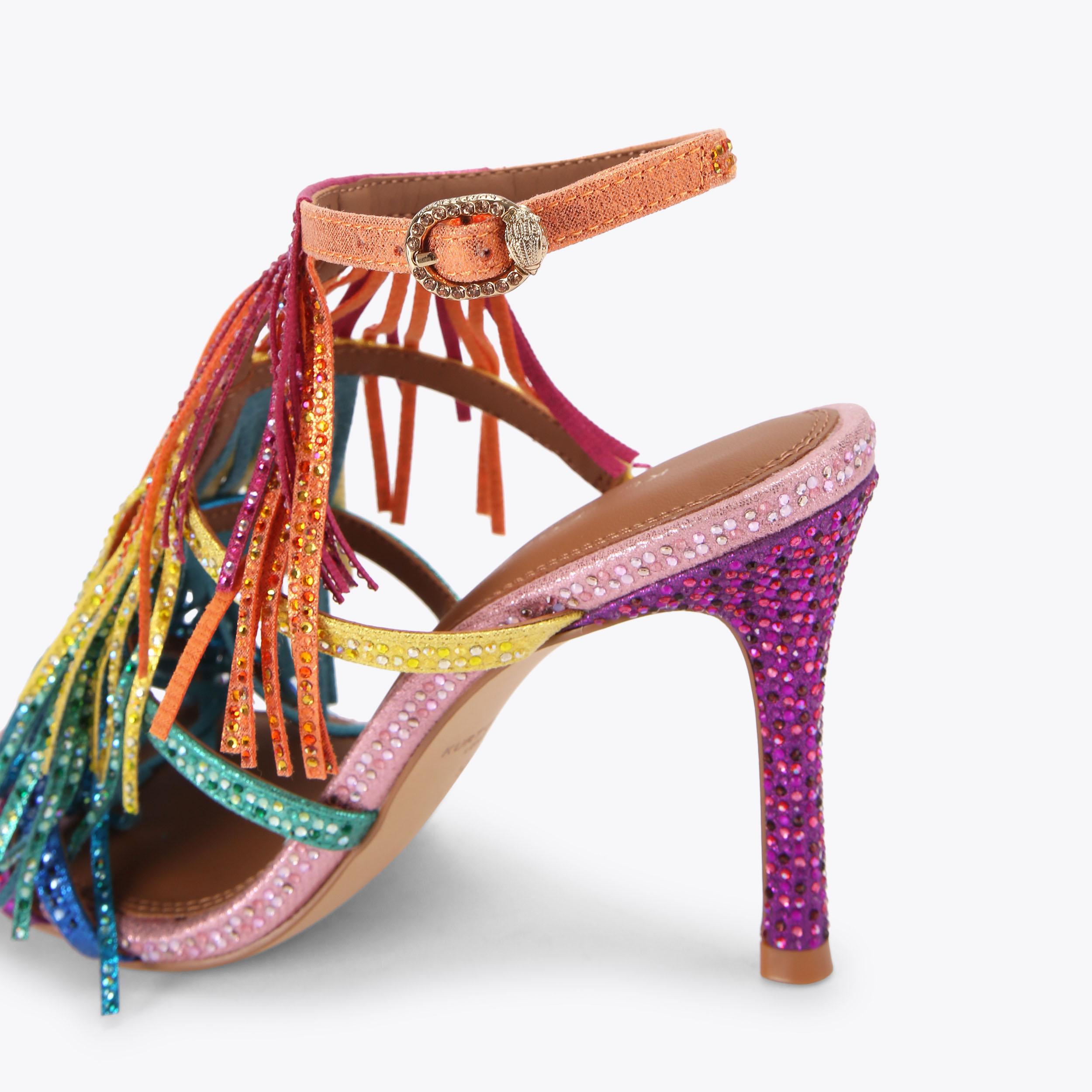 Fringe Sandal — Multi-Colour Metallic Crystal Sandal, detail