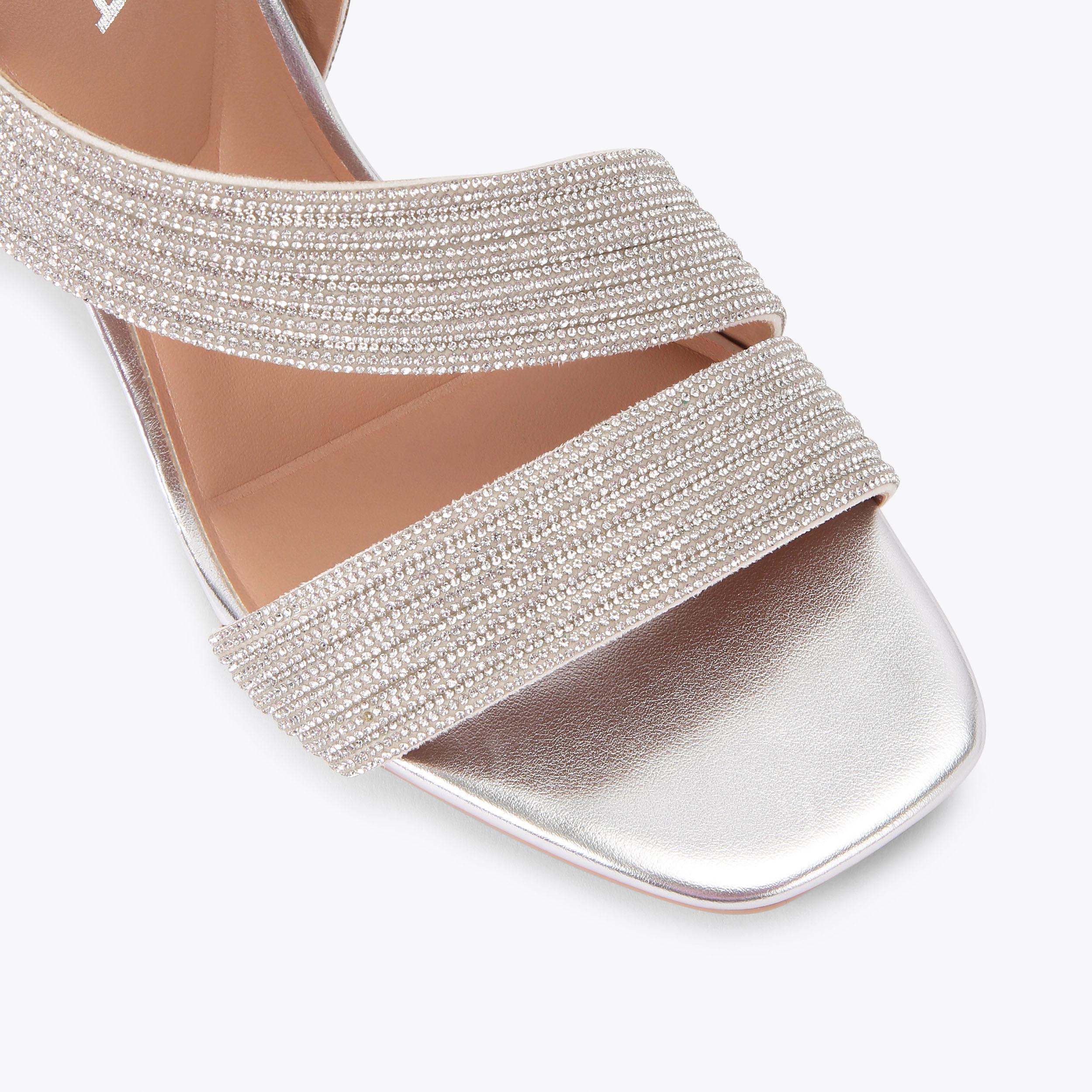 Gala 60 Jewel — Silver Crystal Block Heel Sandal, view 5