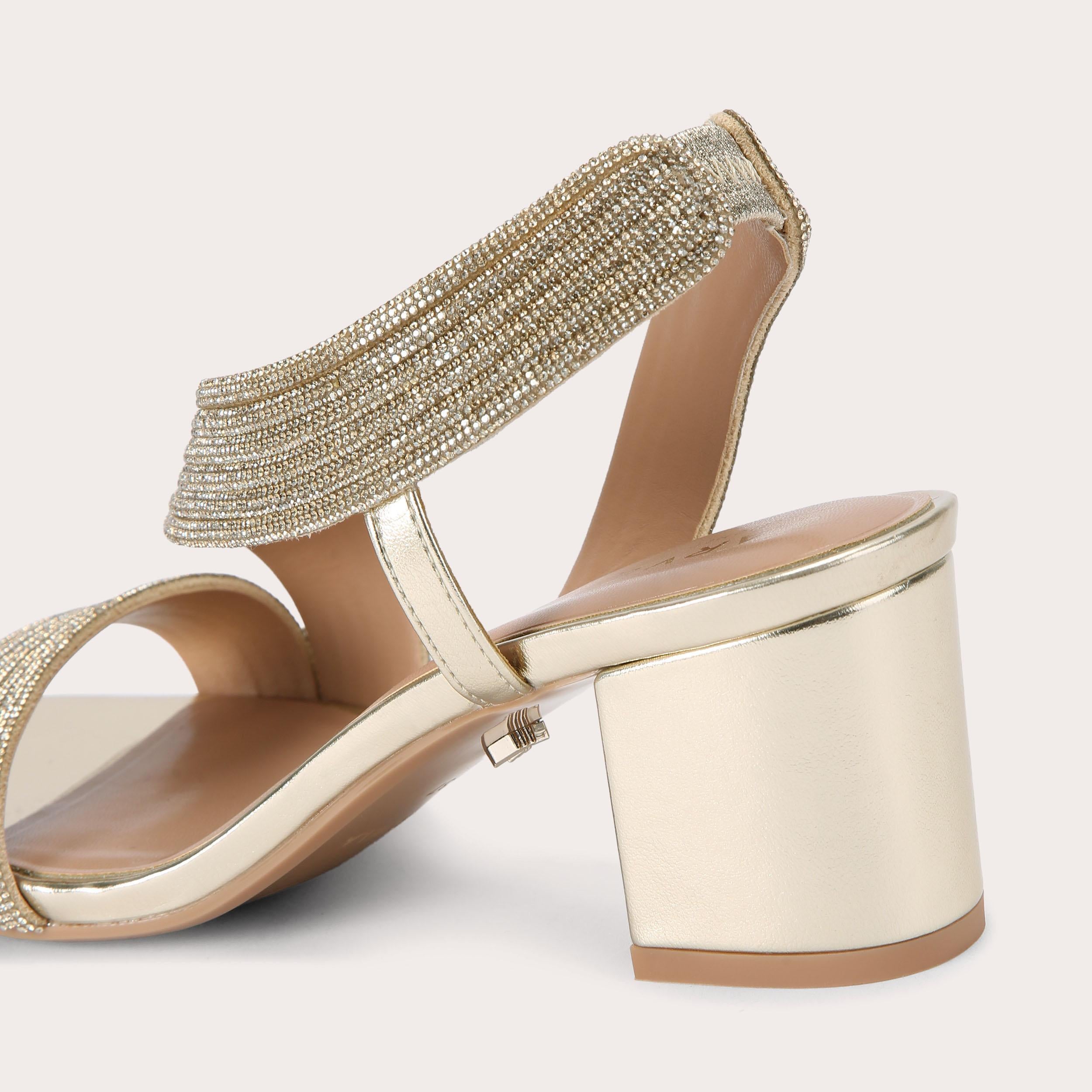 Gala Block Jewel — Gold Crystal Heeled Sandal, detail