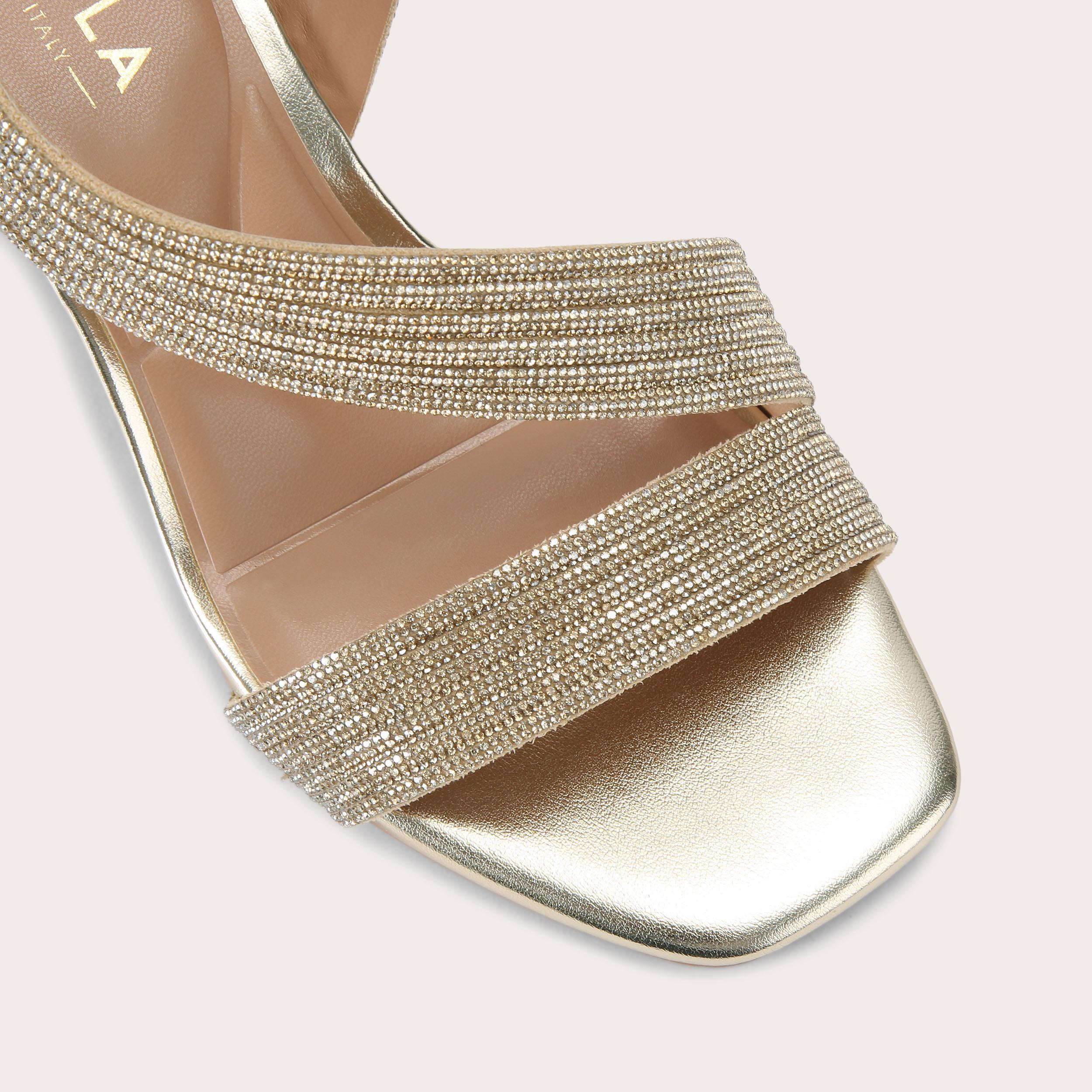Gala Block Jewel — Gold Crystal Heeled Sandal, view 5