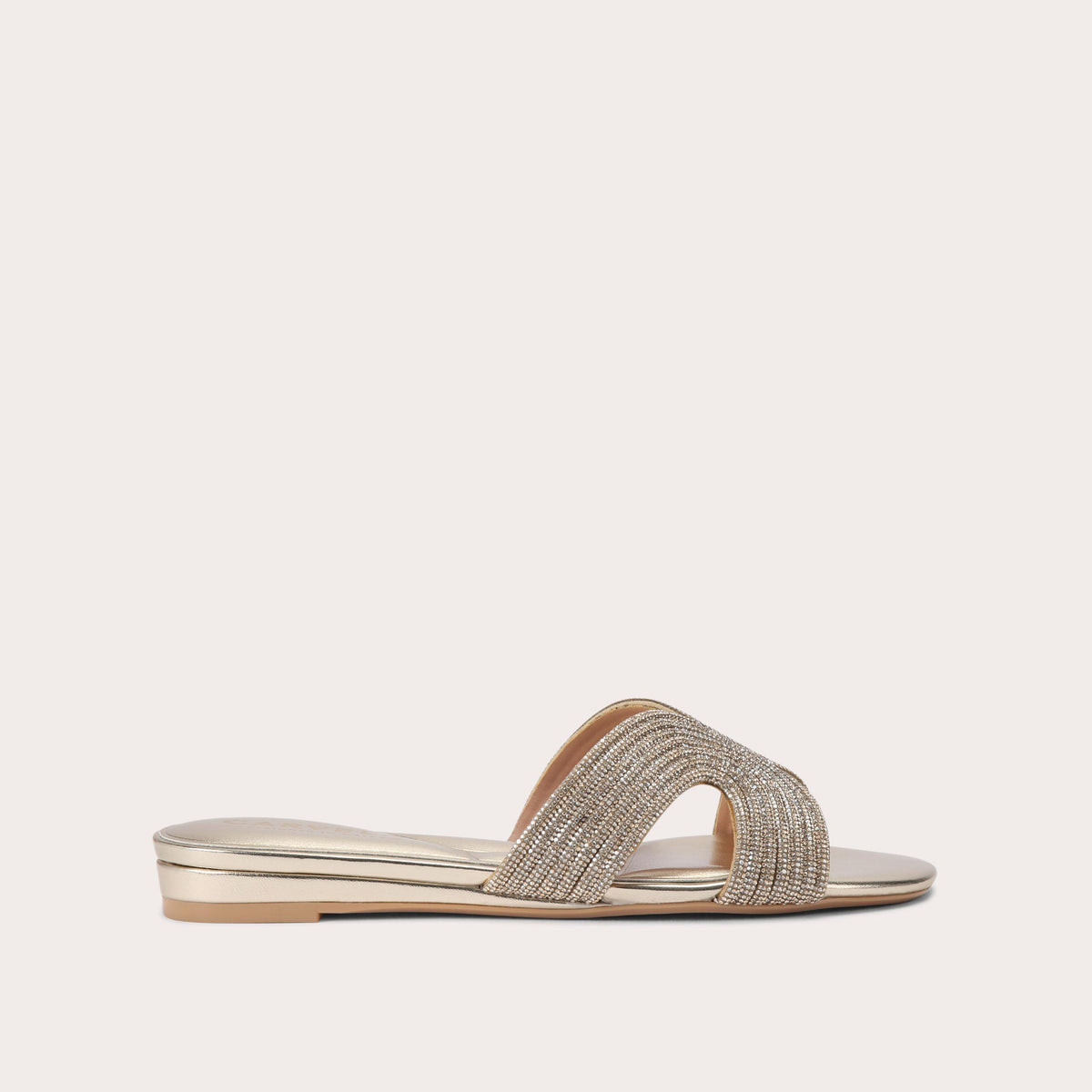 Gala Mule Jewel — Gold Crystal Mule Sandal, side profile