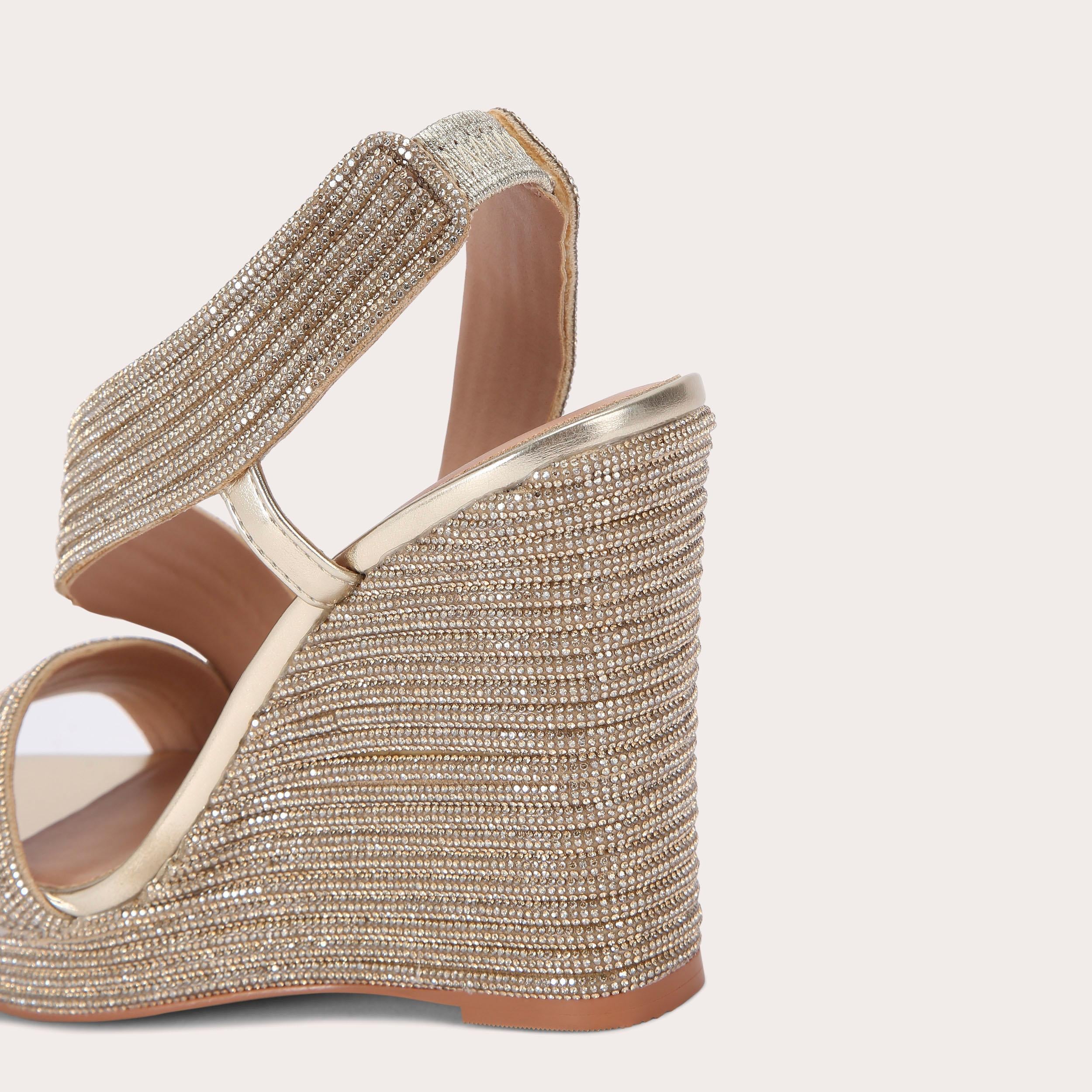 Gala 110 Jewel — Gold Crystal Wedge Sandal, detail