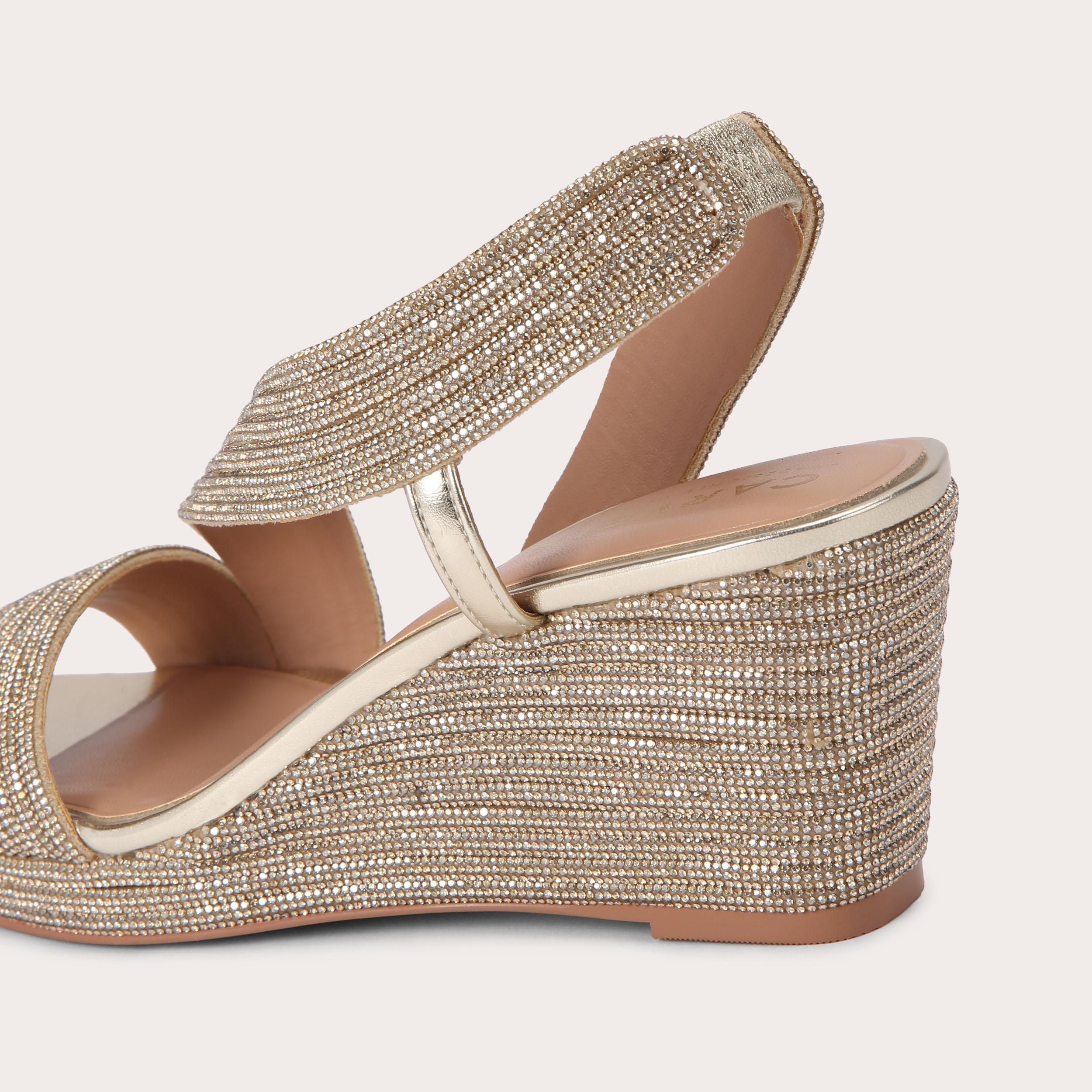 Gala Wedge Jewel — Gold Crystal Wedge Sandal, detail