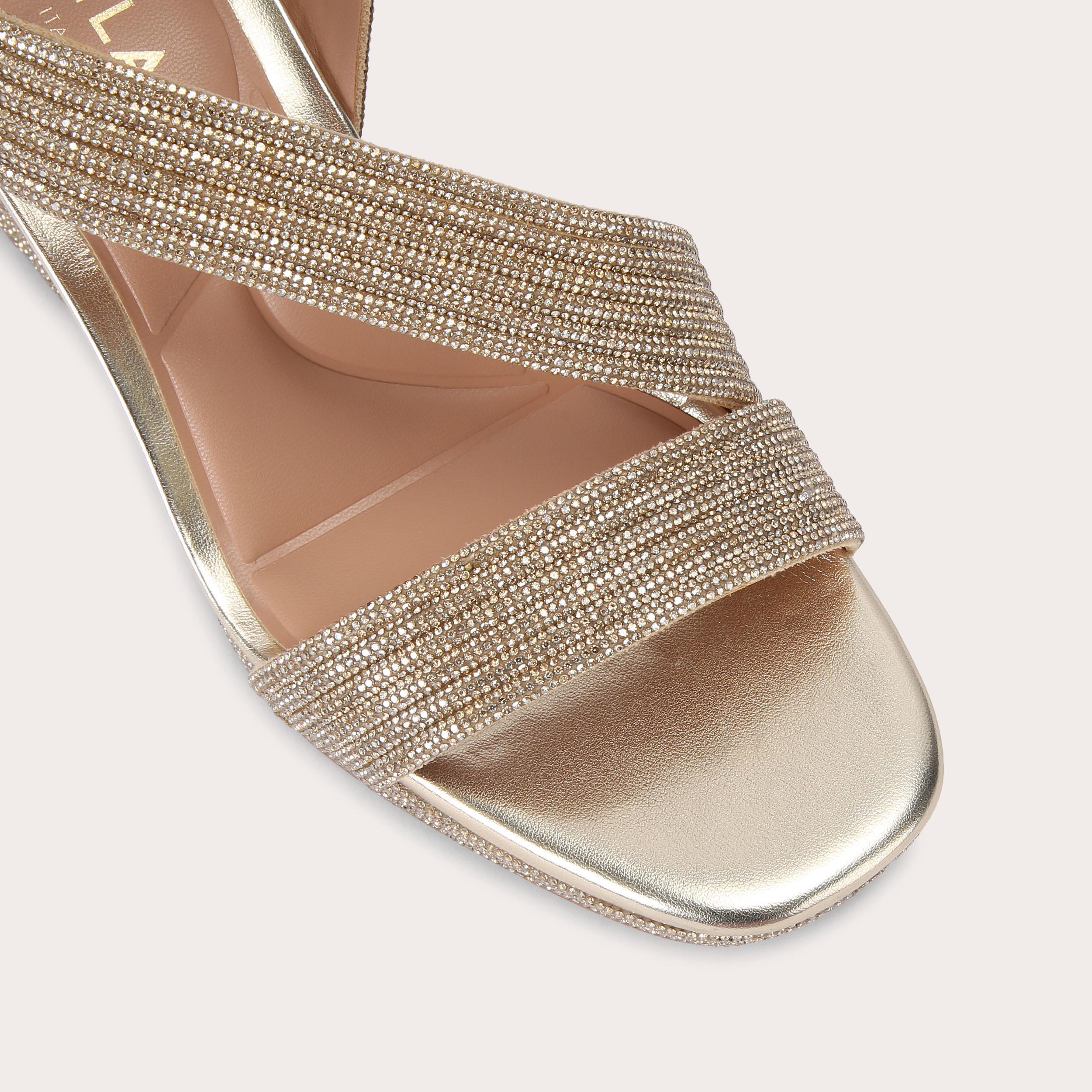 Gala Wedge Jewel — Gold Crystal Wedge Sandal, view 5