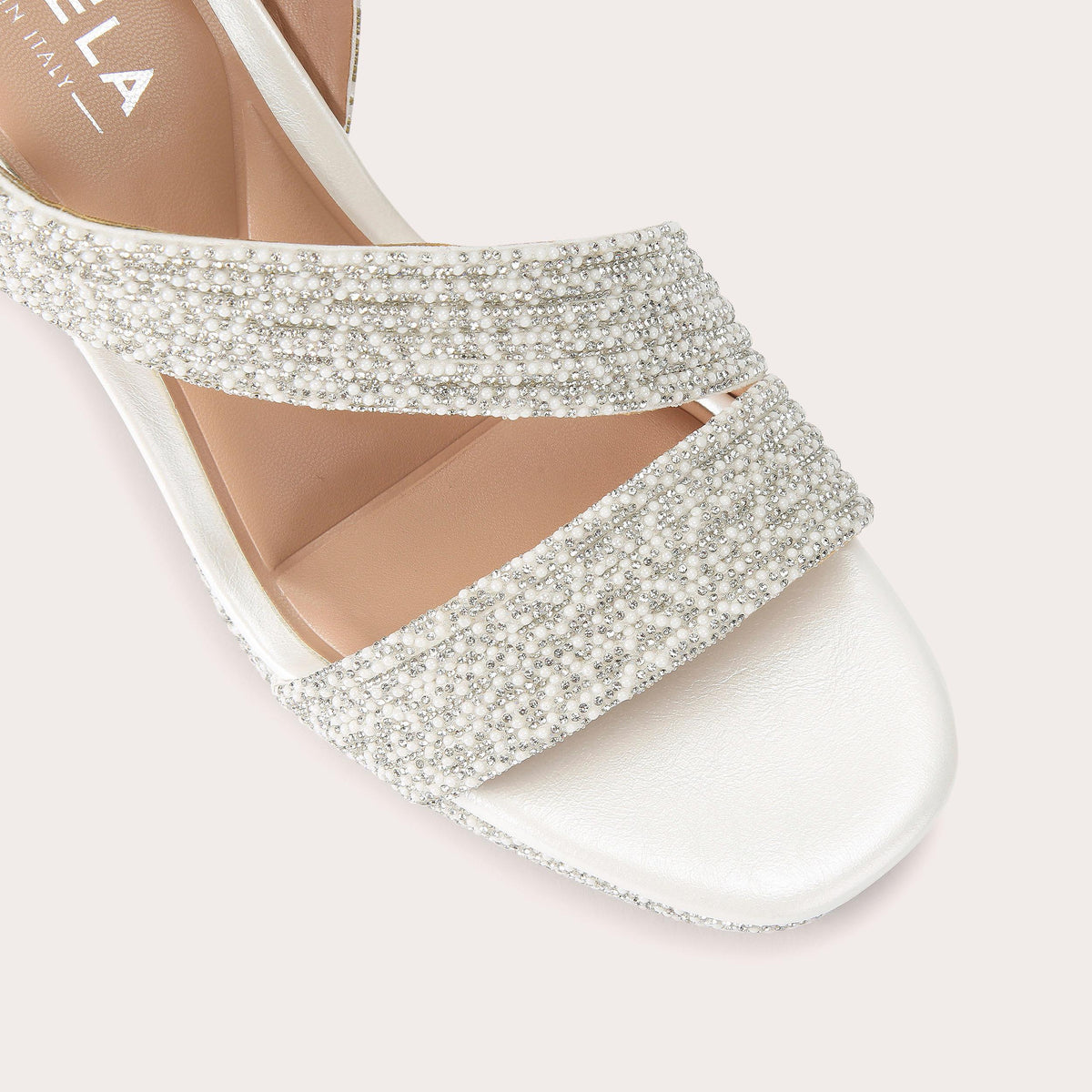 Gala Wedge — White Crystal Wedge Sandal, view 5