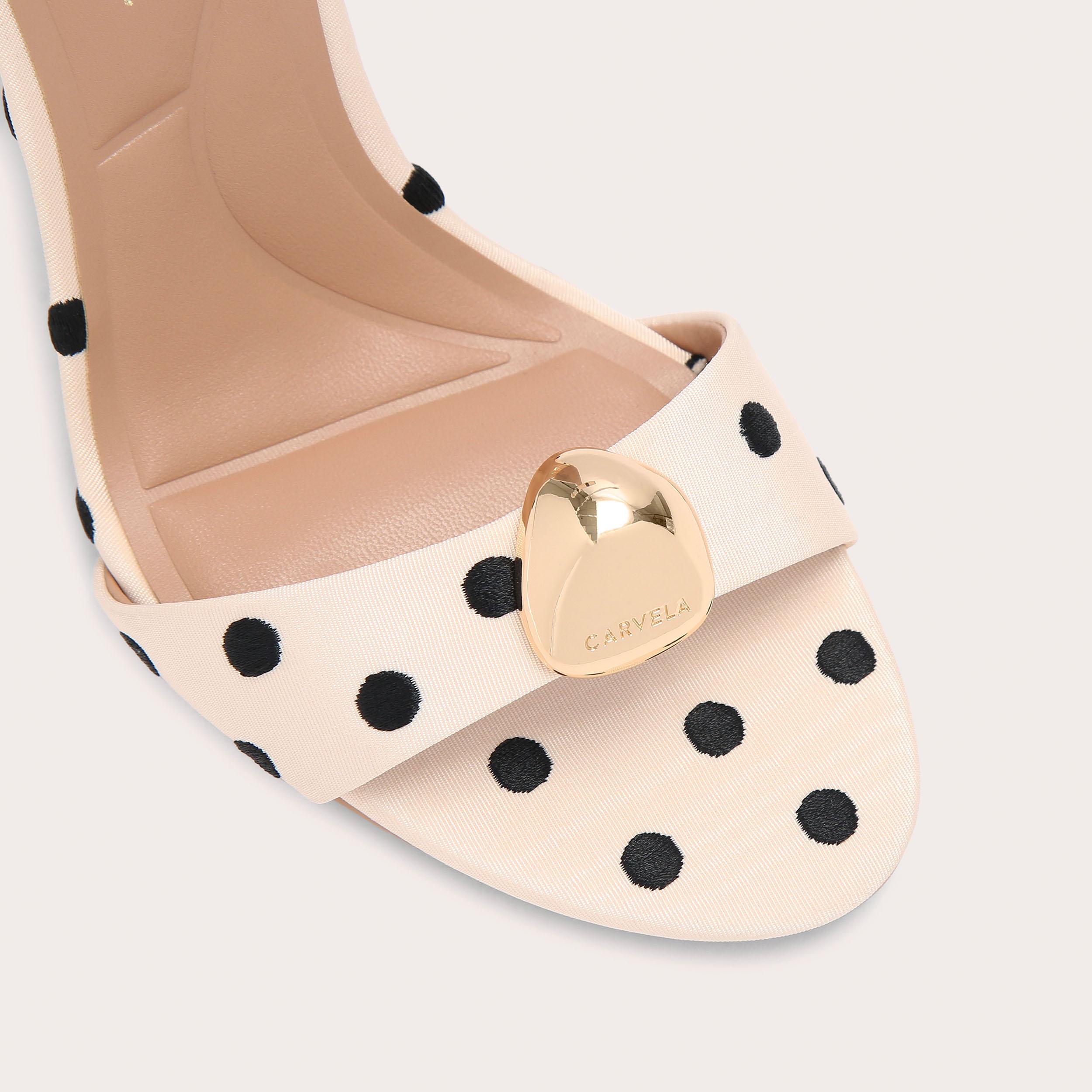Incanto Polka Dot — Bone Fabric Heeled Sandal, view 5