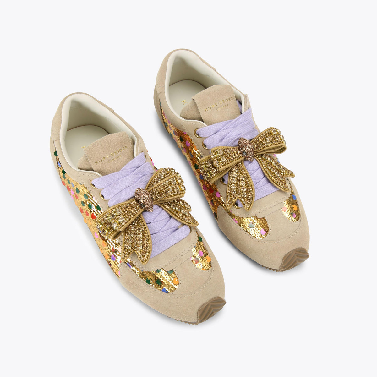Islington Bow Sneaker — Taupe Suede Sequin Sneaker, view 4
