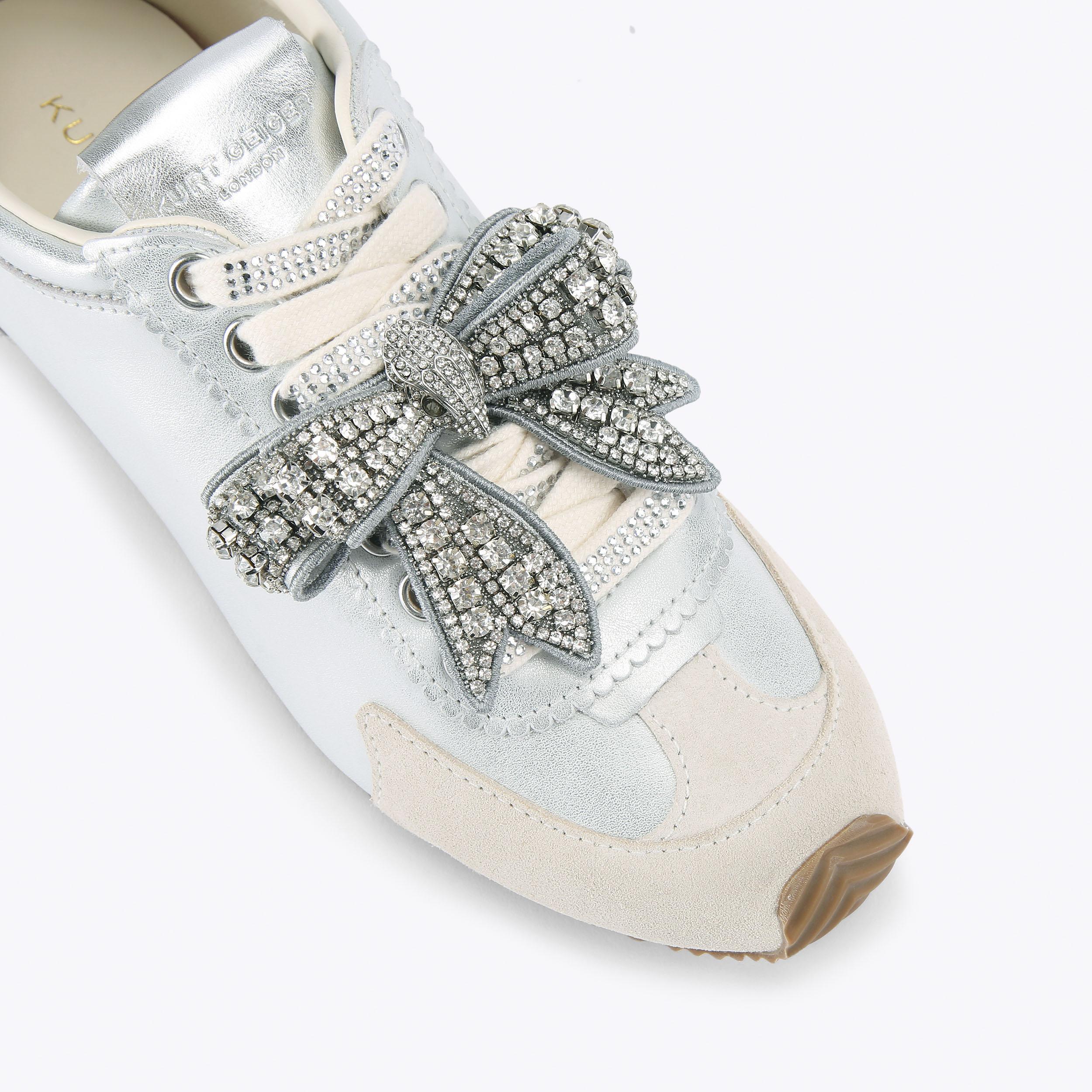 Islington Bow — Metallic Silver Leather Sneaker, view 5