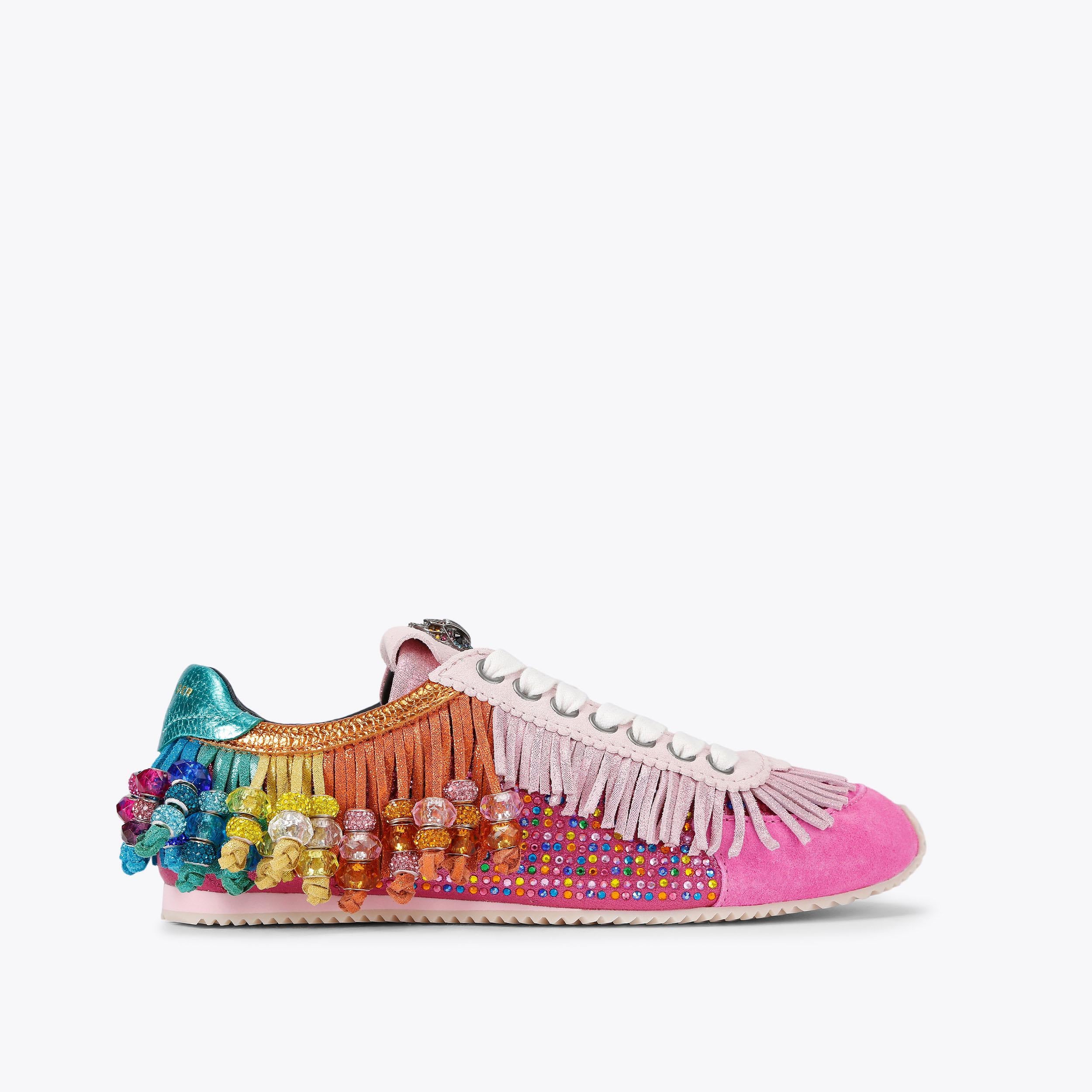 Islington Fringe — Fuchsia Suede Sneaker, side profile