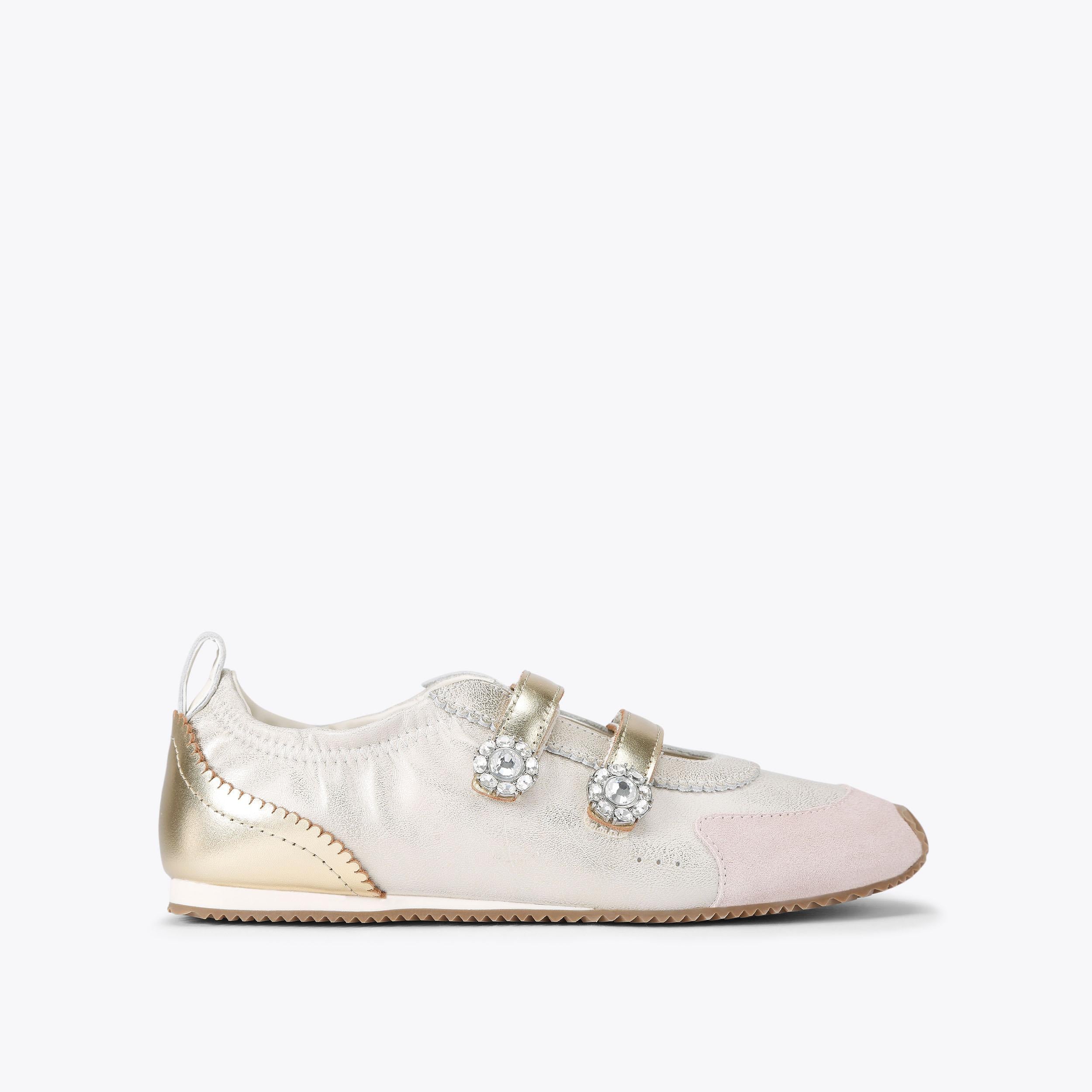Islington Mary Jane — White Leather Sneaker, side profile