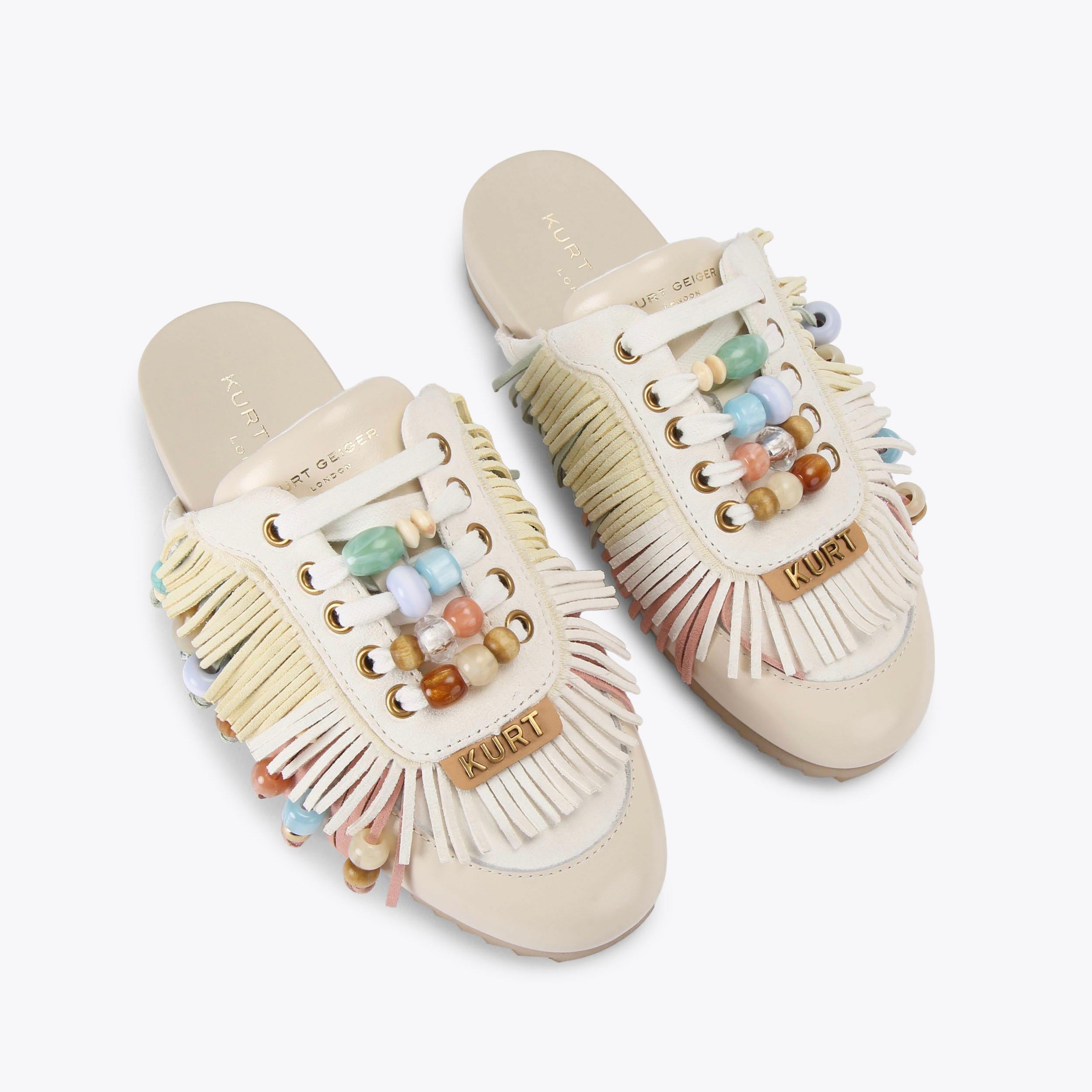 Islington P Fringe Mule — Cream Combination Sandal, view 4