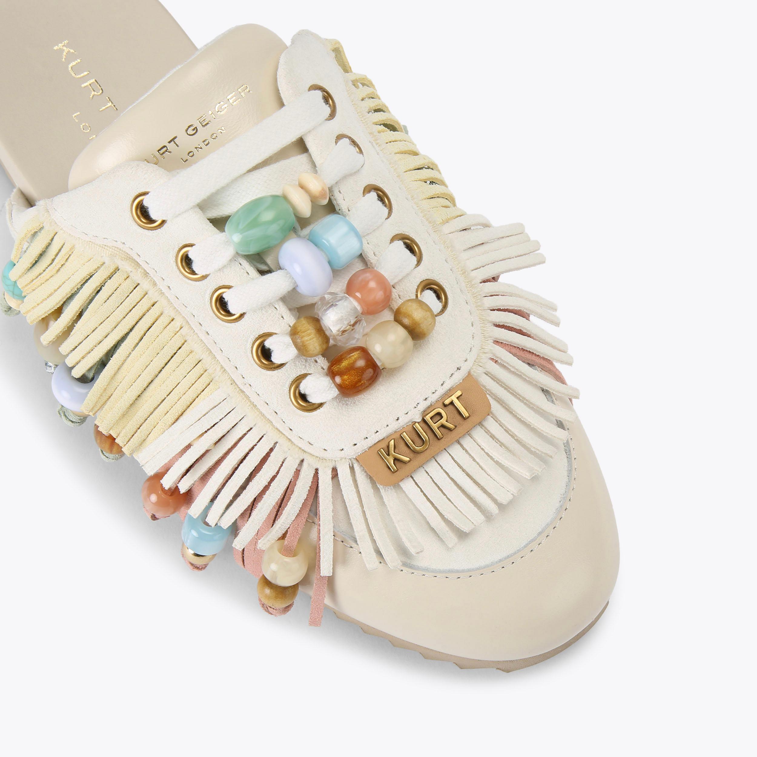 Islington P Fringe Mule — Cream Combination Sandal, view 5