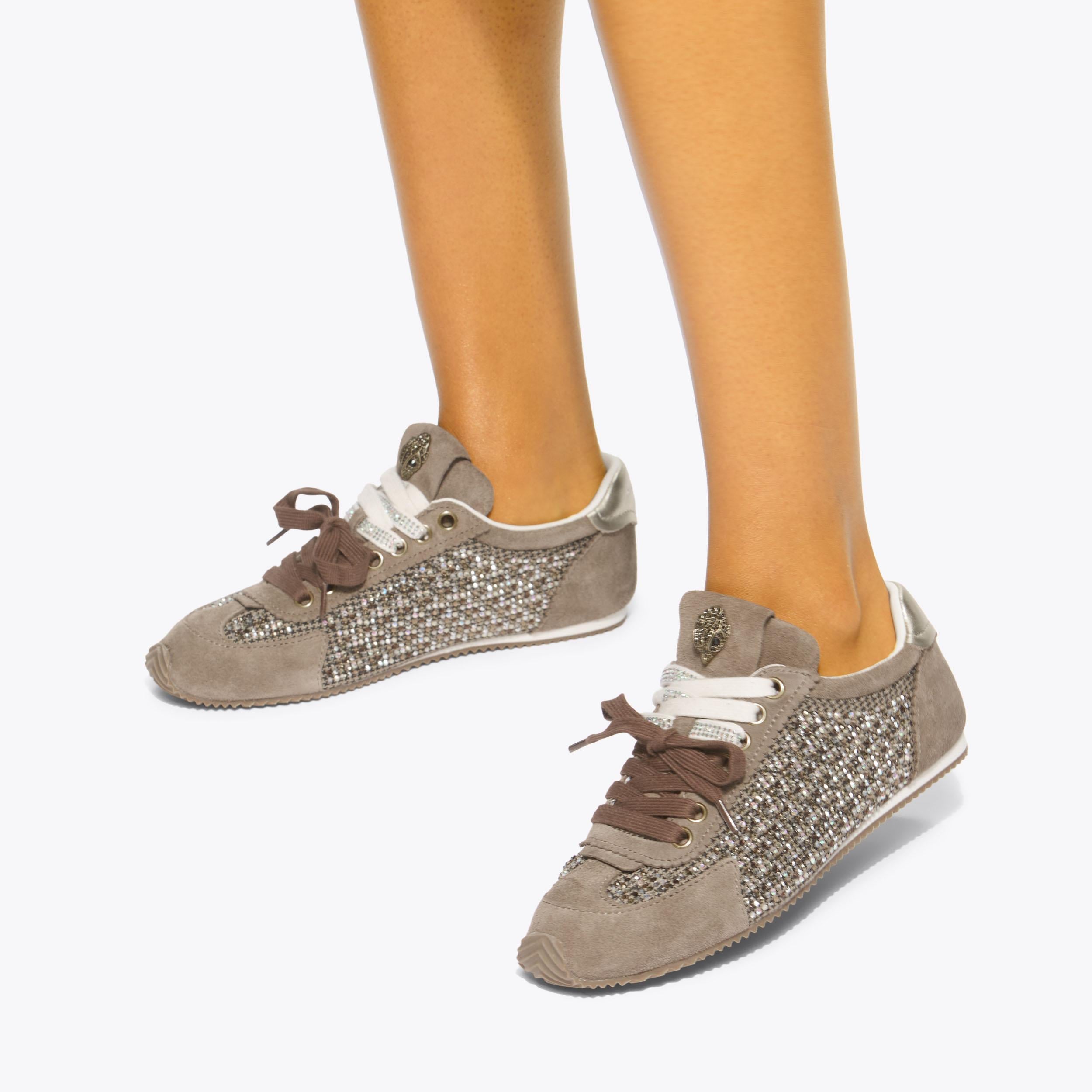 Islington — Grey Embellished Fabric Sneaker, worn on foot