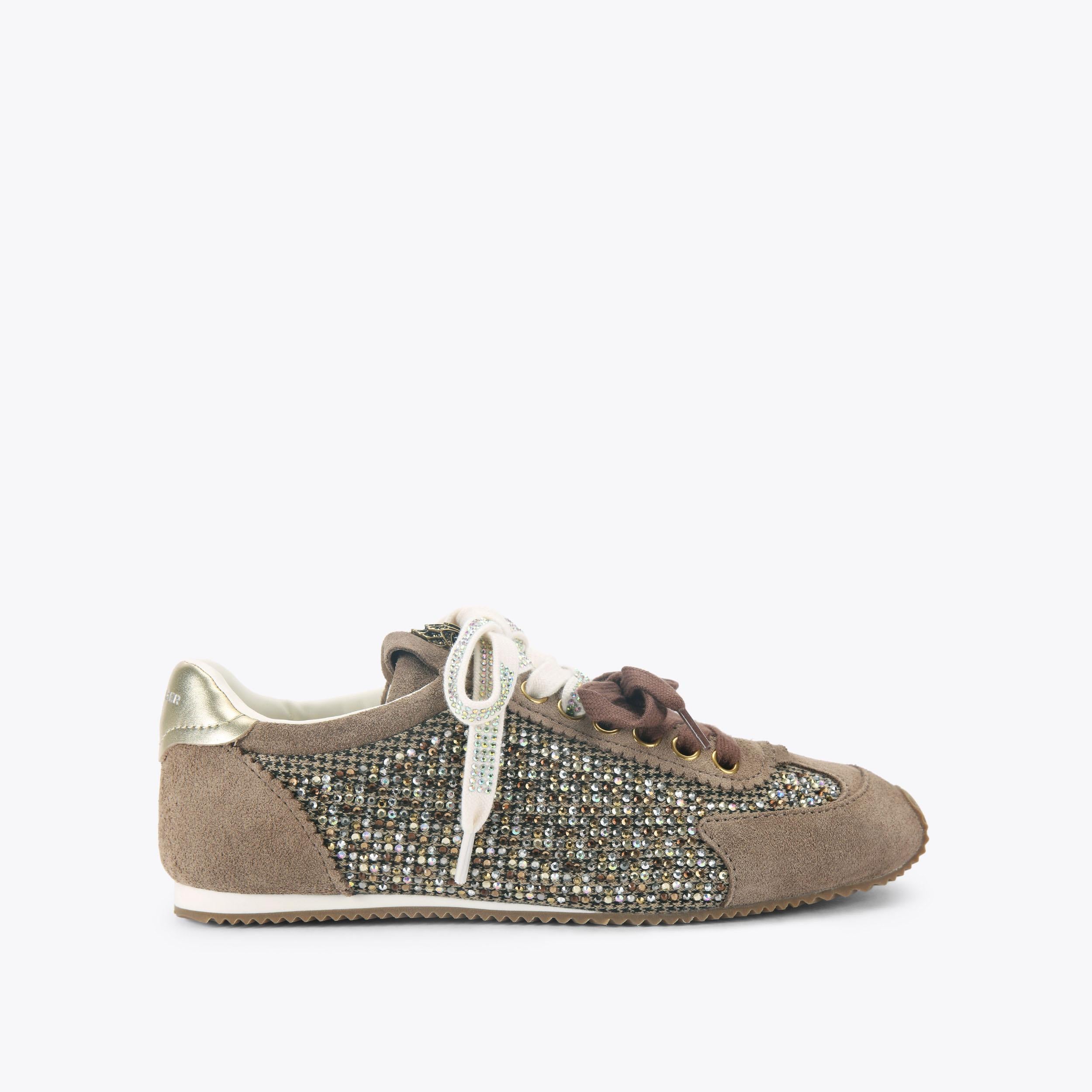 Islington — Grey Embellished Fabric Sneaker, side profile
