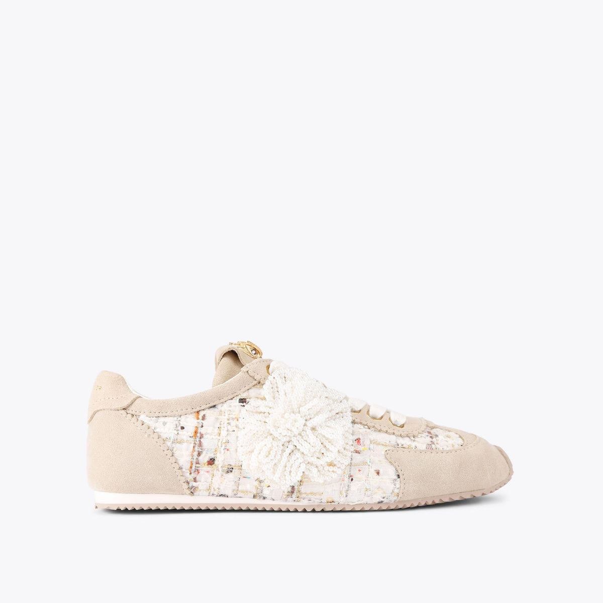 Islington — Beige Combination Tweed Sneaker, side profile