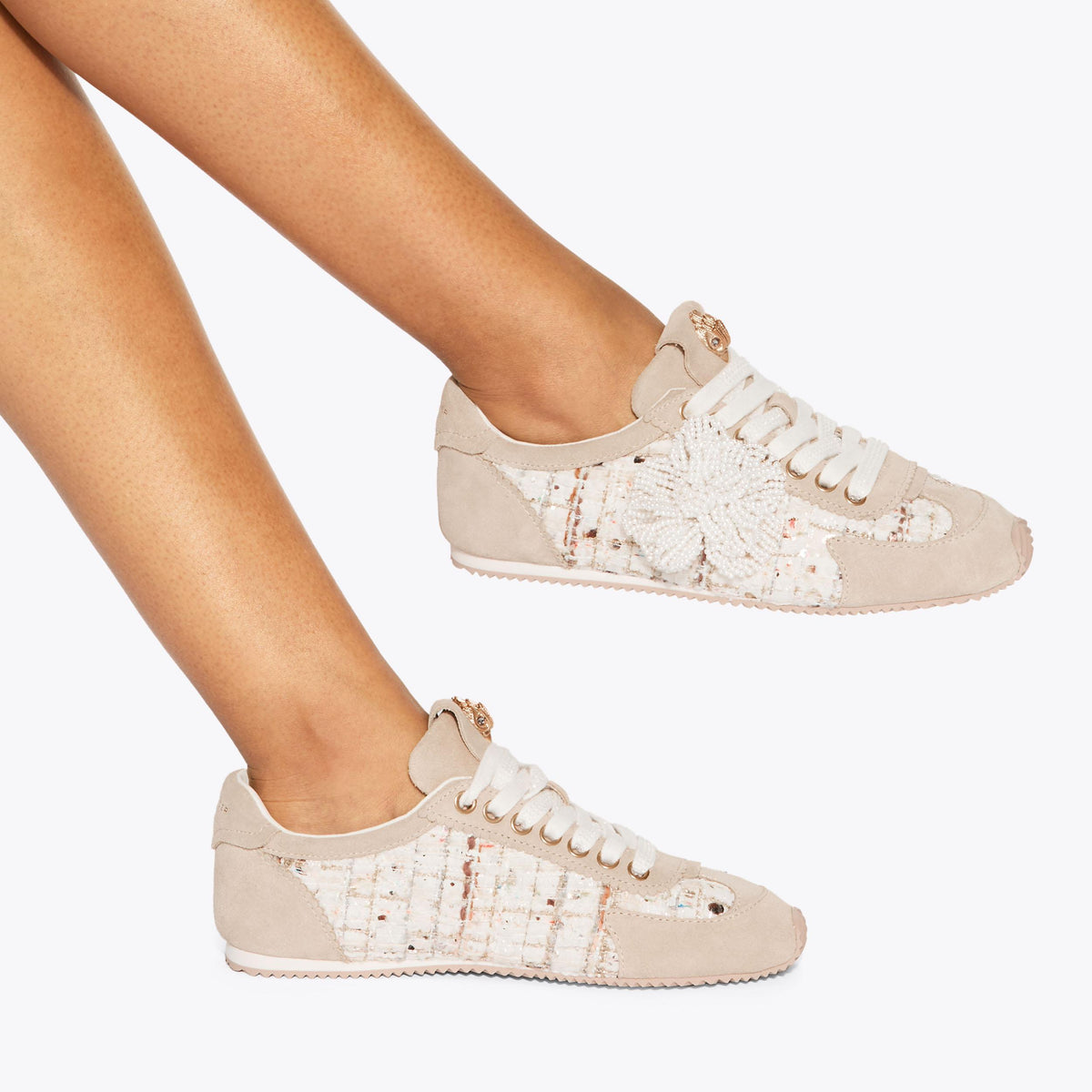 Islington — Beige Combination Tweed Sneaker, worn on foot
