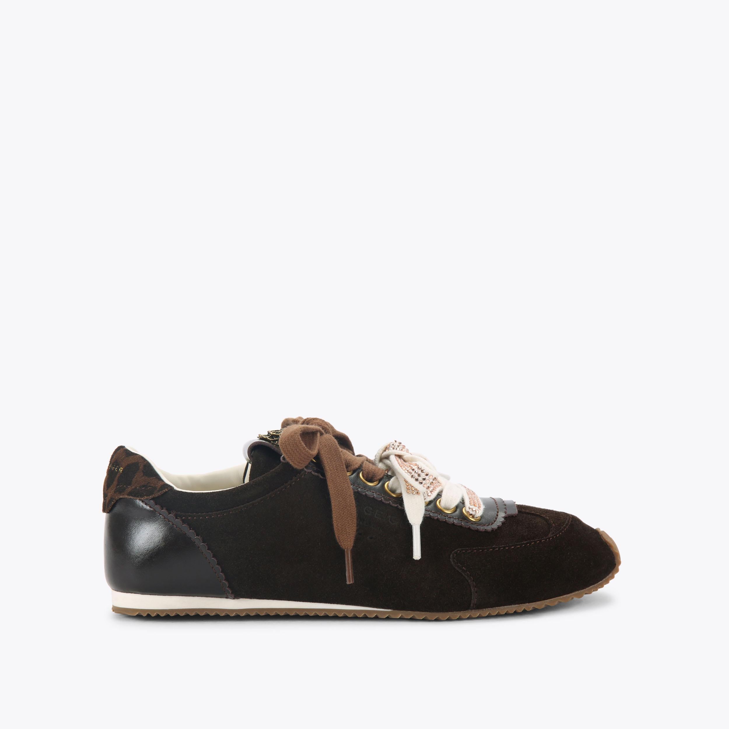 Islington — Brown Suede Crystal Sneaker, side profile