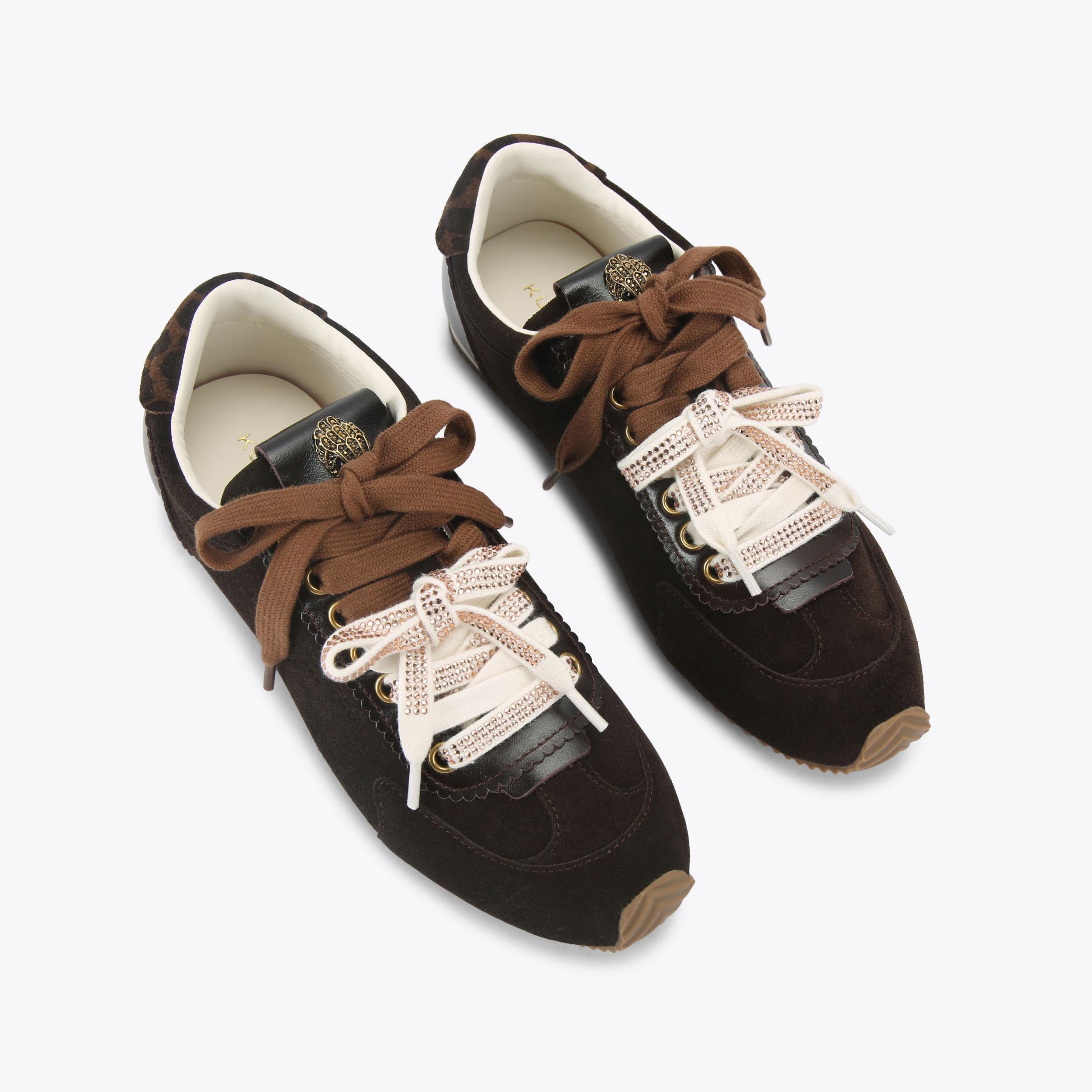 Islington — Brown Suede Crystal Sneaker, view 4