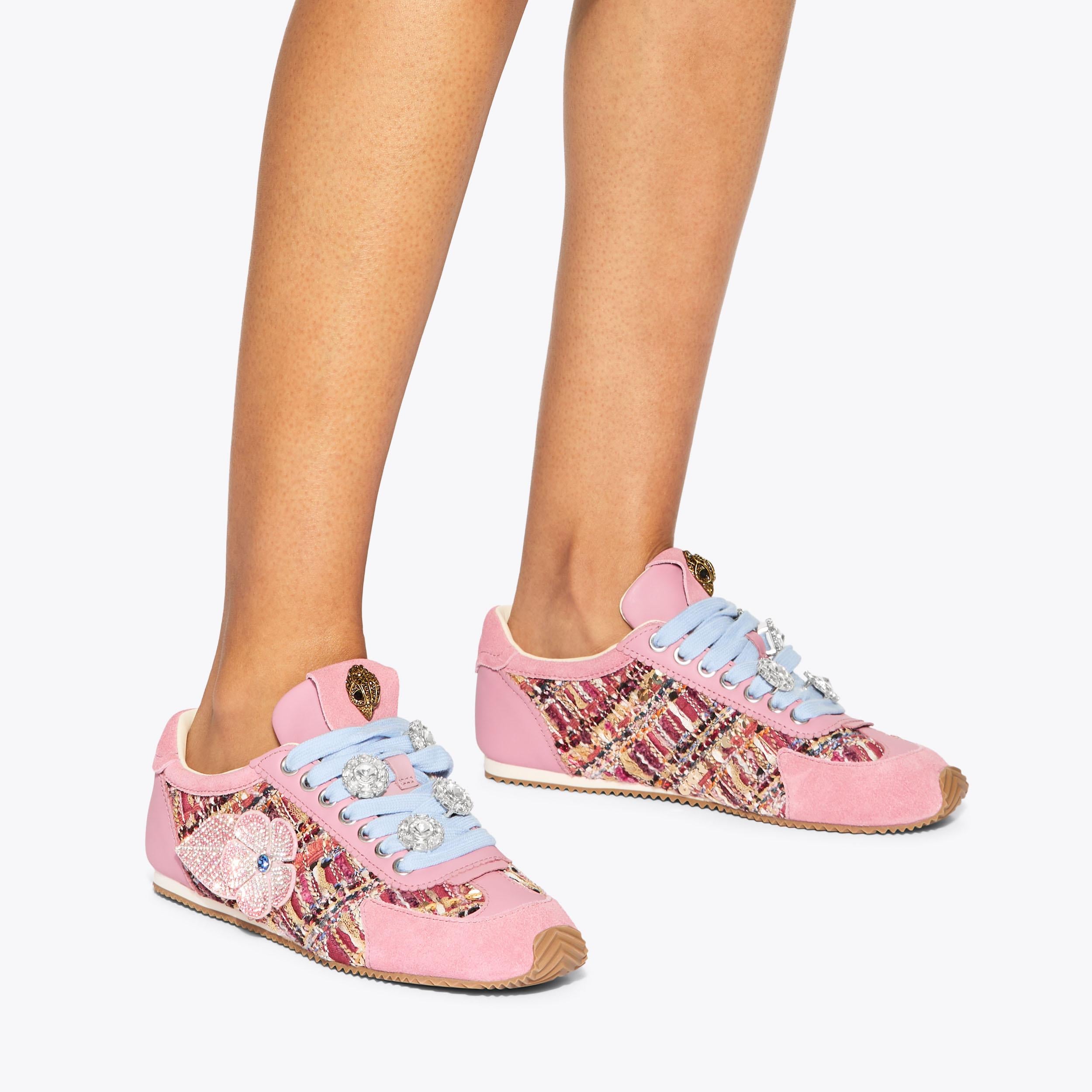 Islington — Pink Combination Tweed Sneaker, worn on foot