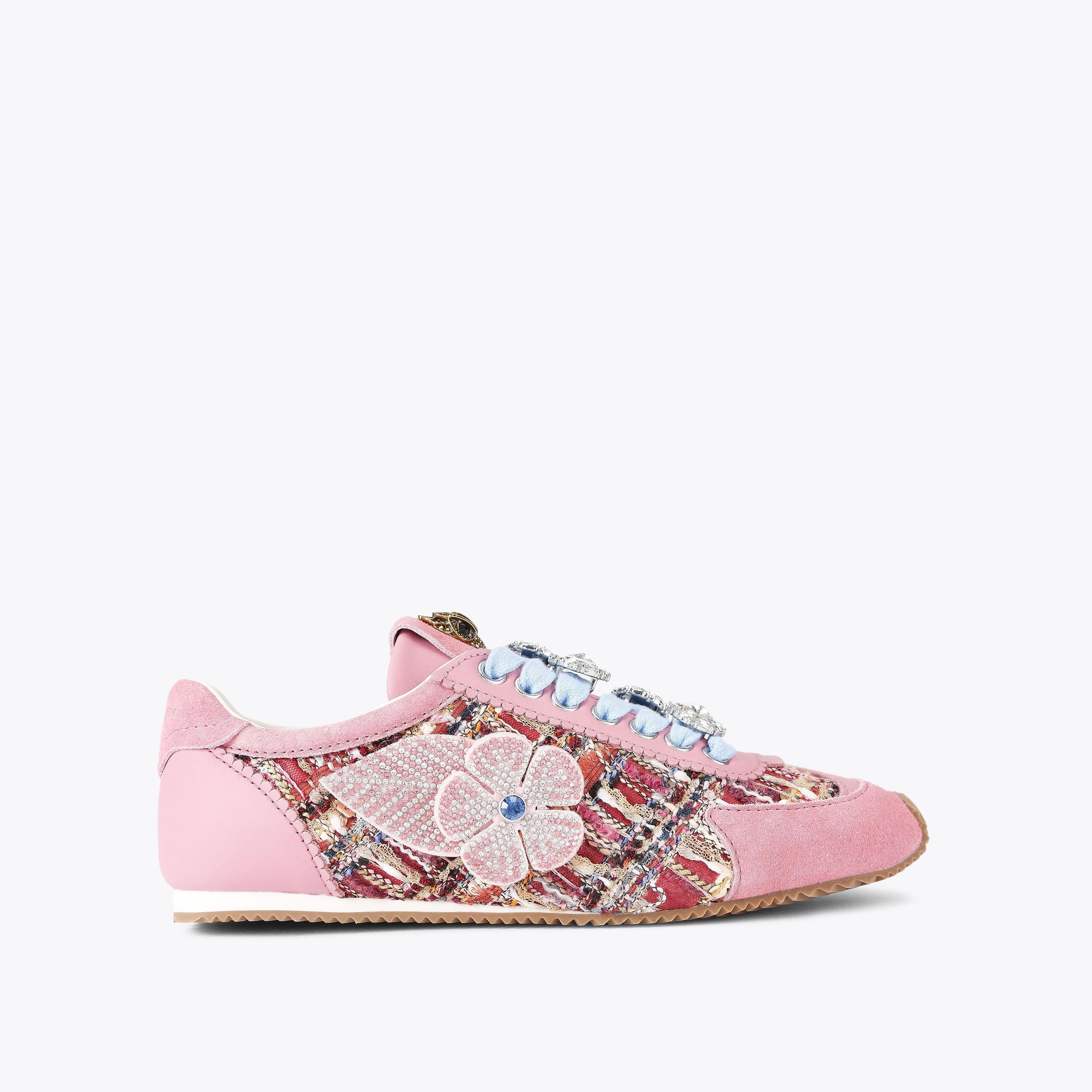 Islington — Pink Combination Tweed Sneaker, side profile