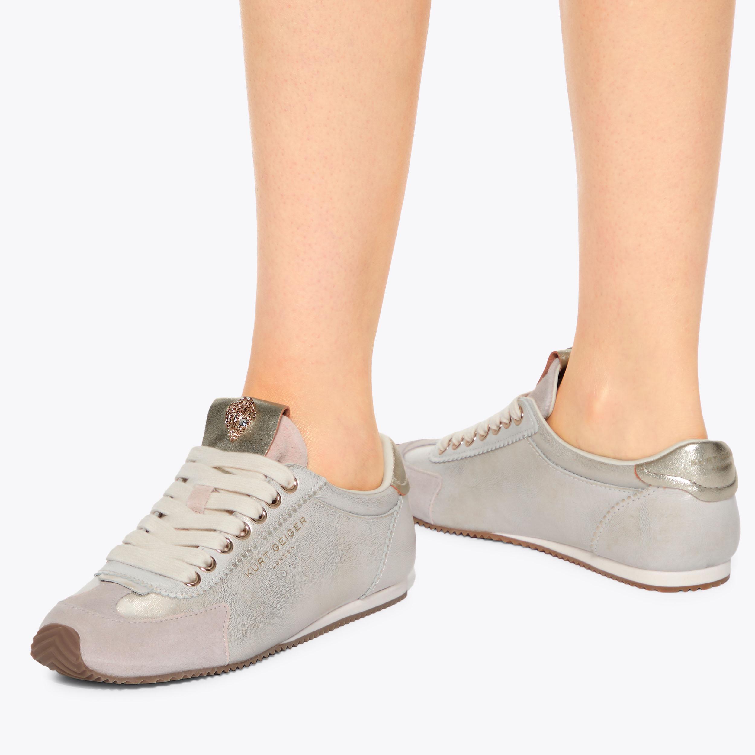 Islington — Metallic Silver Crystal Sneaker, worn on foot