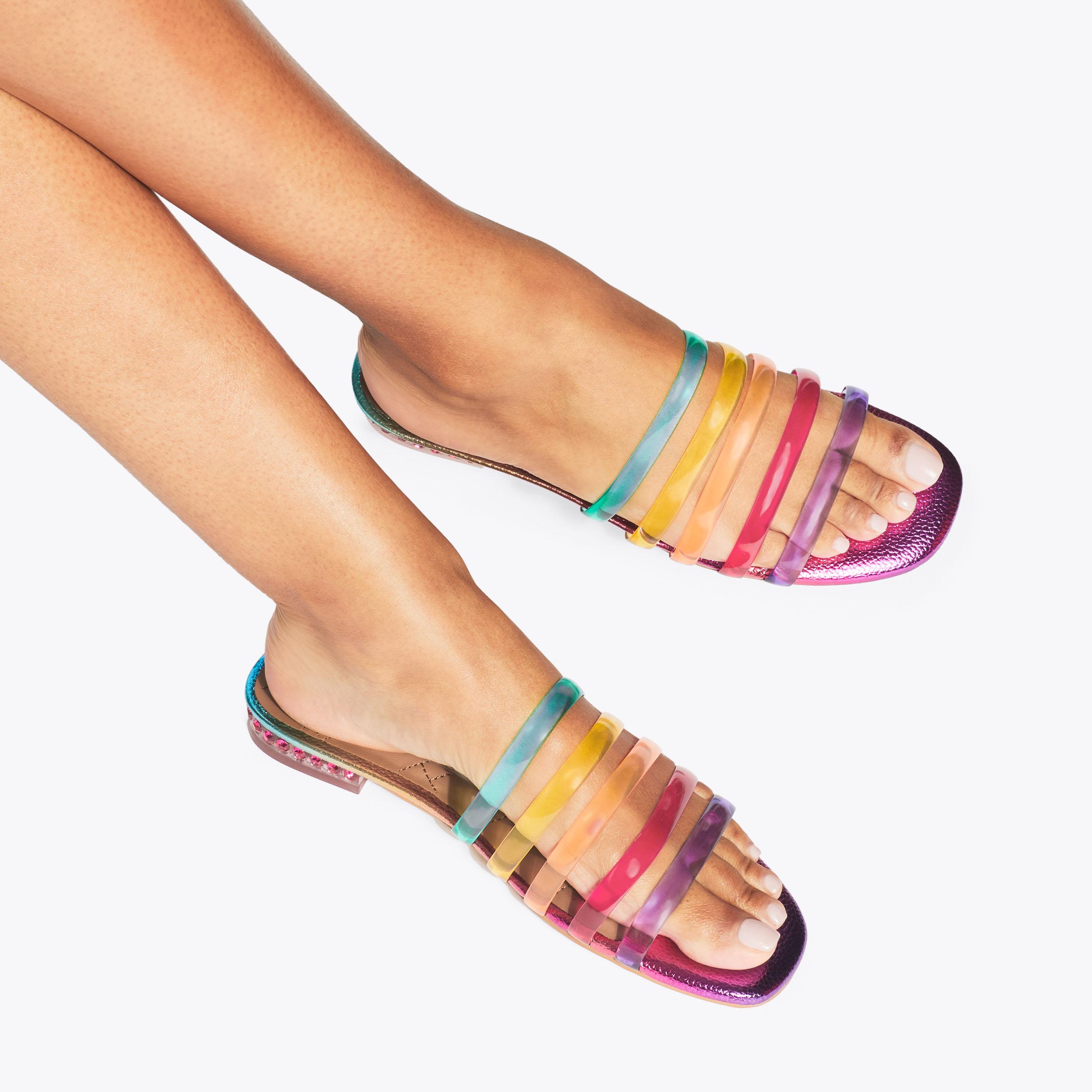 Maddison Jelly Sandal — Multicolour Crystal Slide, worn on foot
