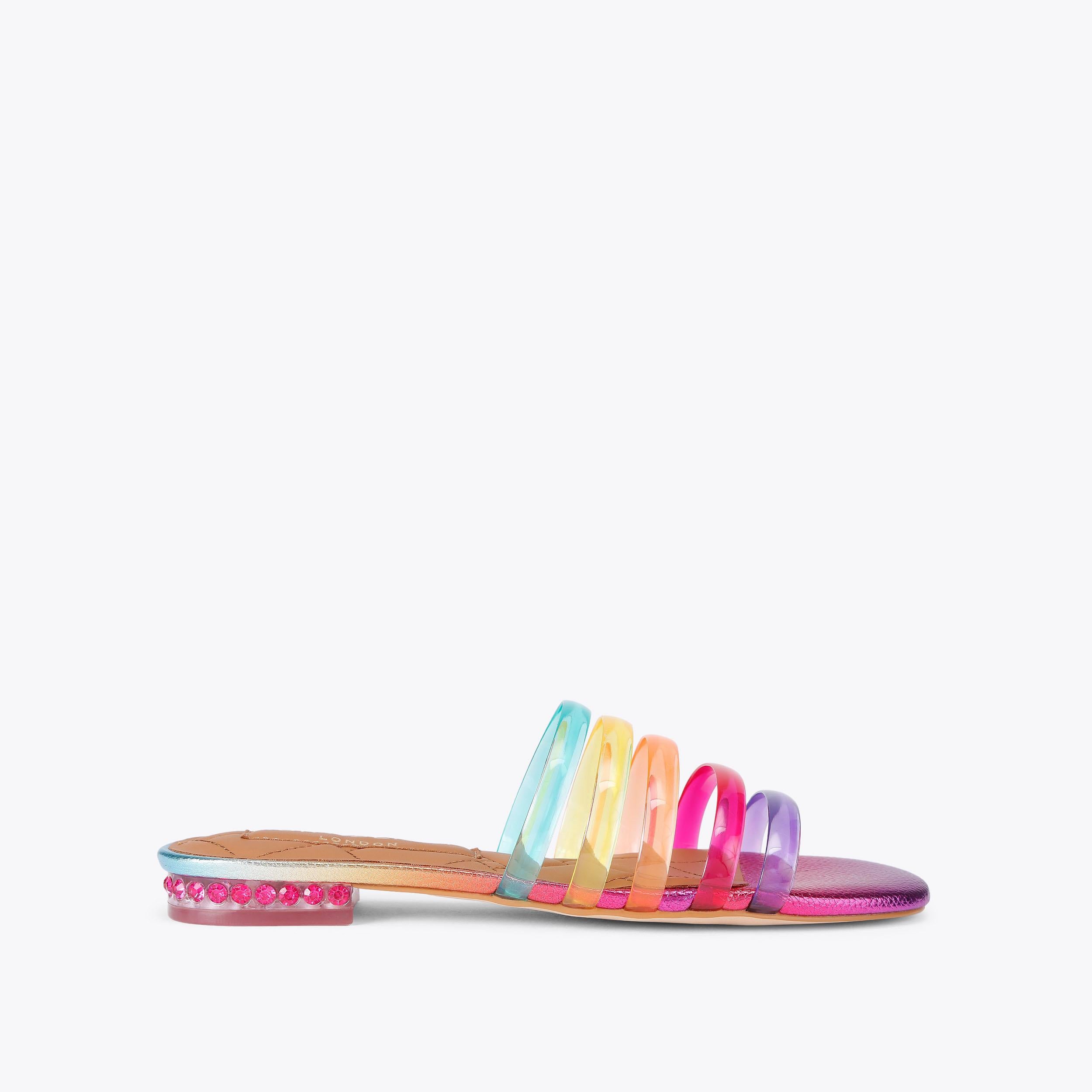 Maddison Jelly Sandal — Multicolour Crystal Slide, side profile