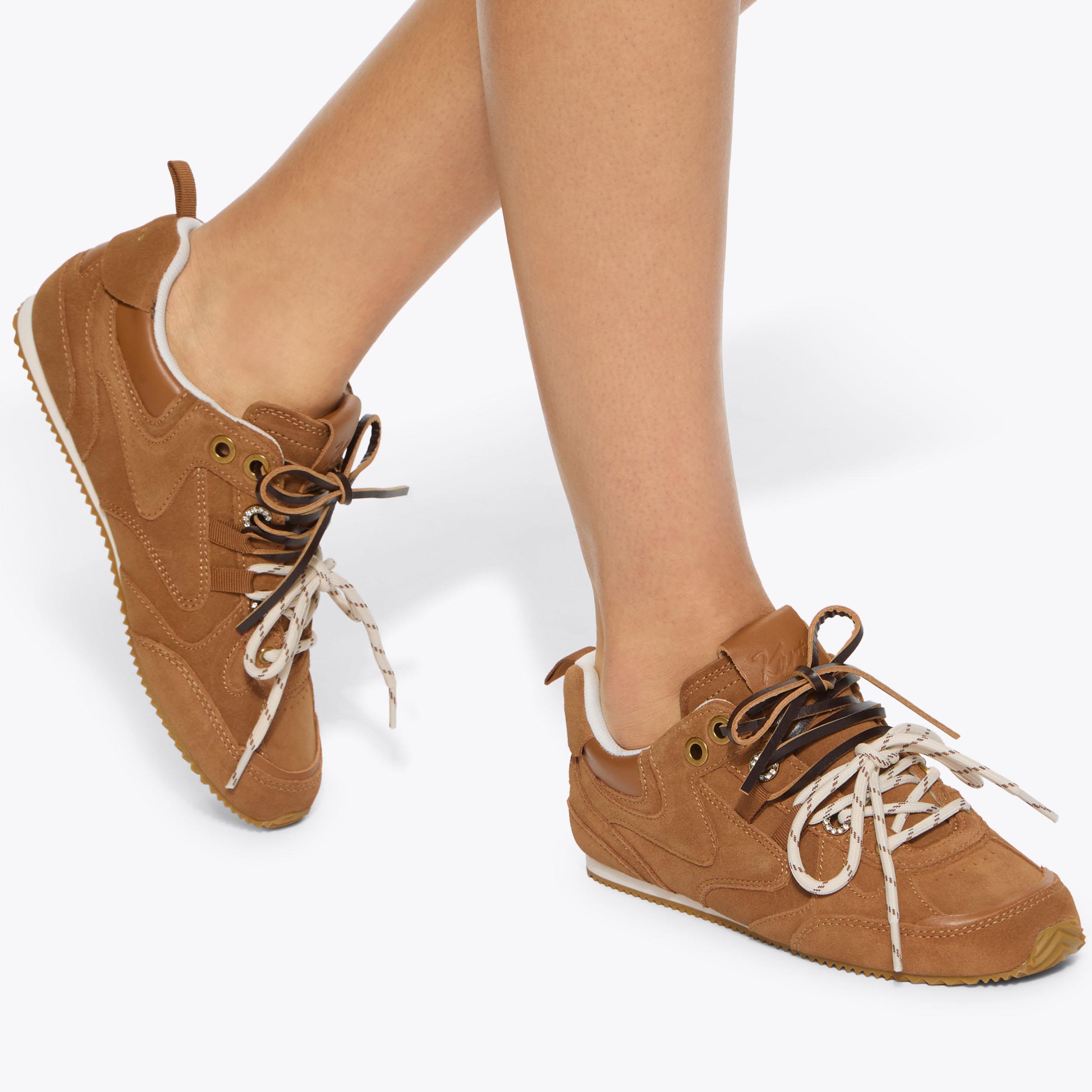 Kurt Slim Runner — Tan Suede Sneaker, worn on foot