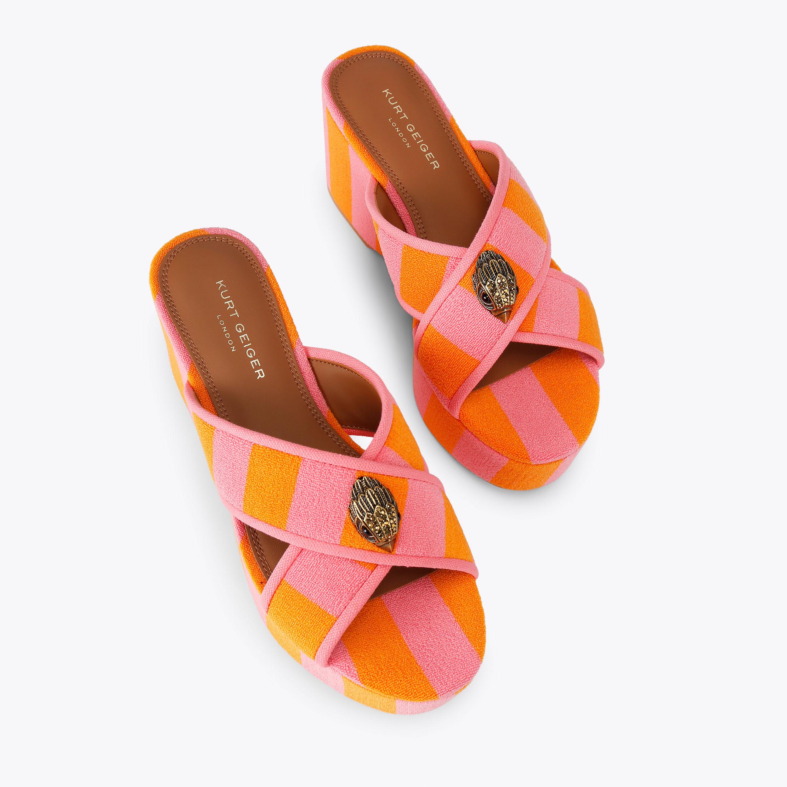 Kurt's Cabana Eagle — Pink and Orange Terry Flatform Sandal, view 4