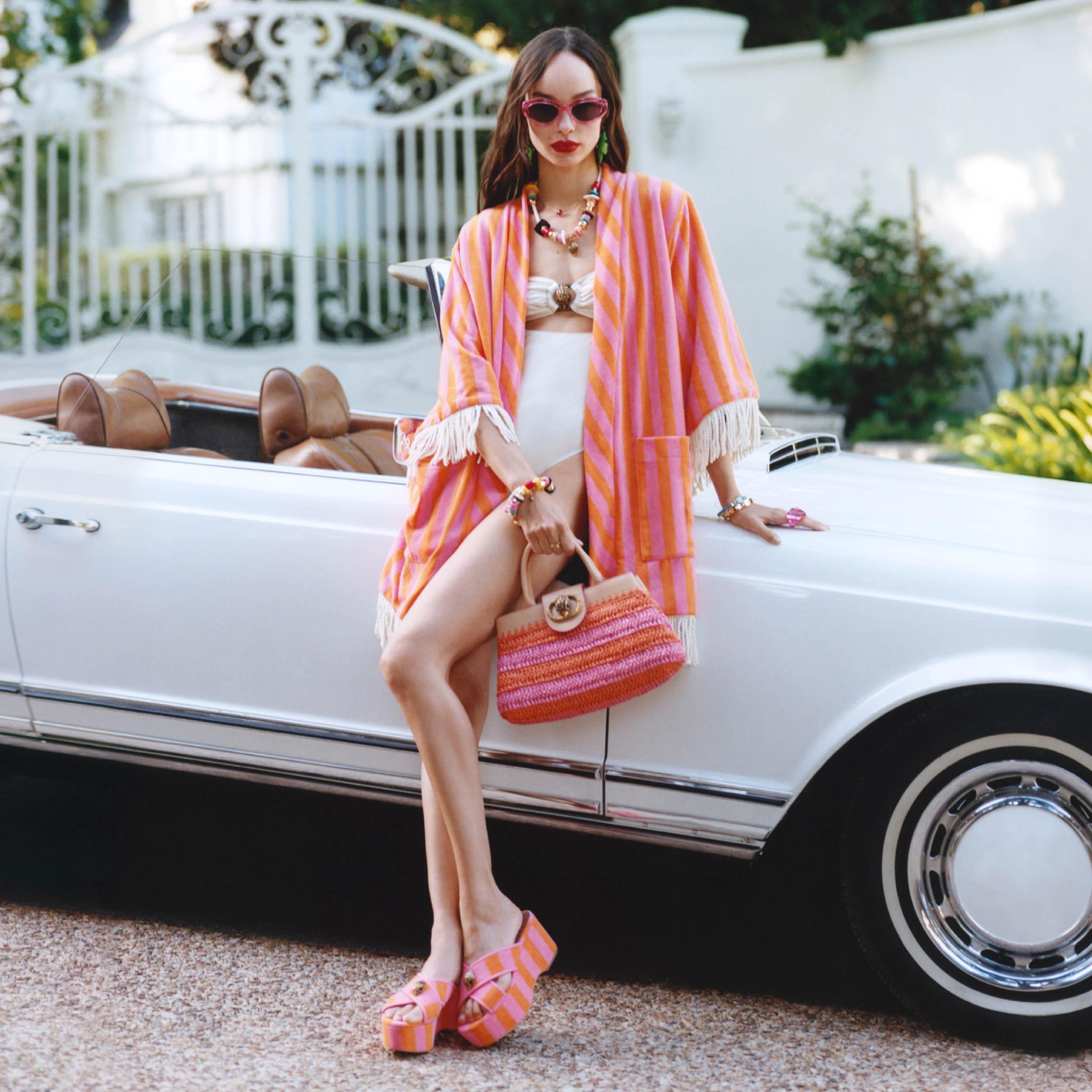 Kurt's Cabana Eagle — Pink and Orange Terry Flatform Sandal, view 7