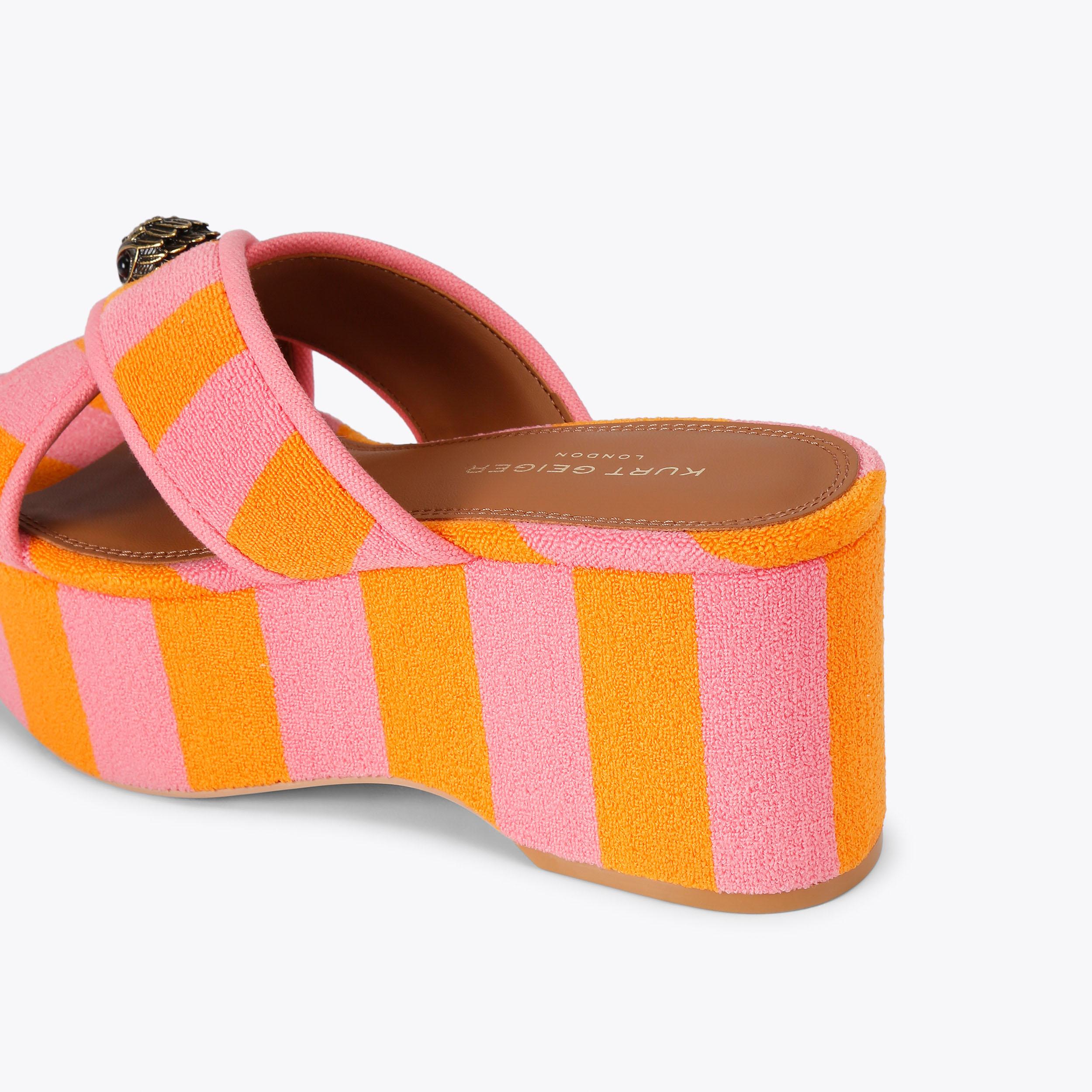 Kurt's Cabana Eagle — Pink and Orange Terry Flatform Sandal, detail
