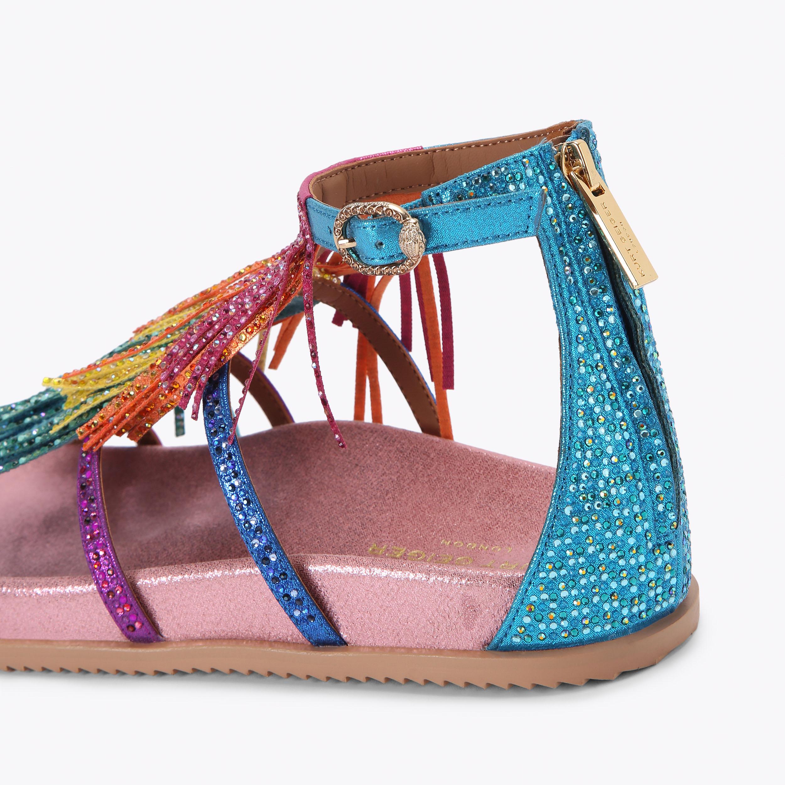 Fringe — Multicolour Crystal Flat Sandal, detail