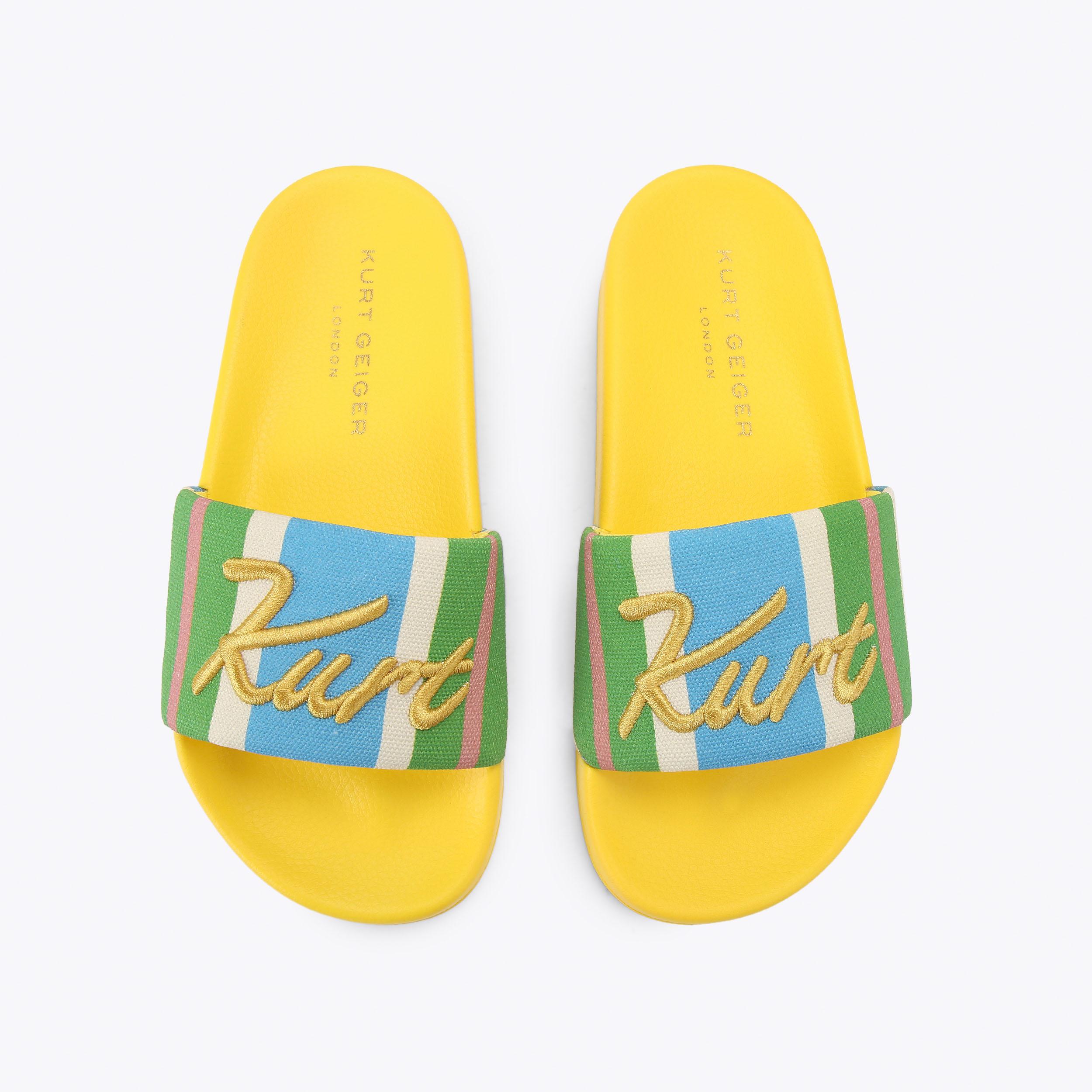 Meena — Striped Canvas Slide Sandal, view 4