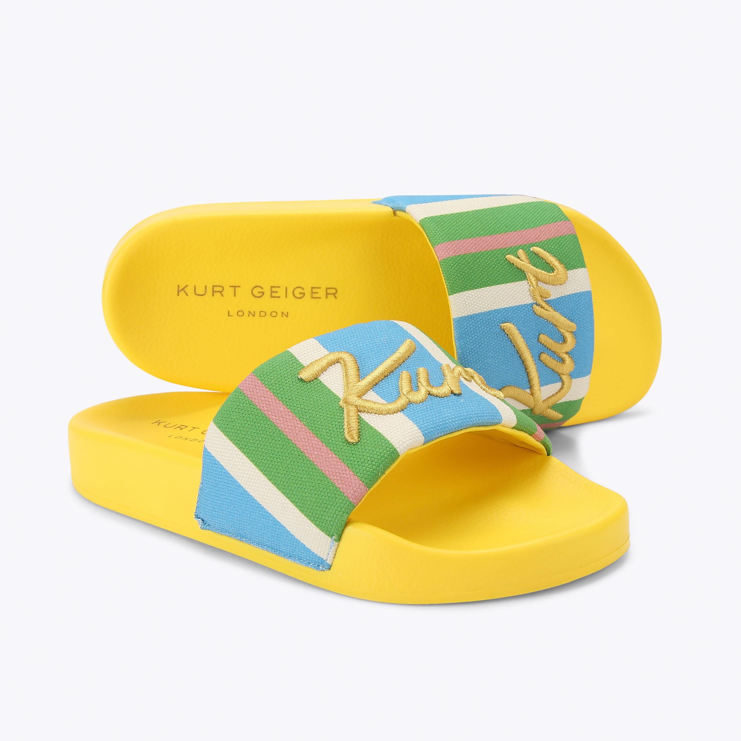 Meena — Striped Canvas Slide Sandal, detail